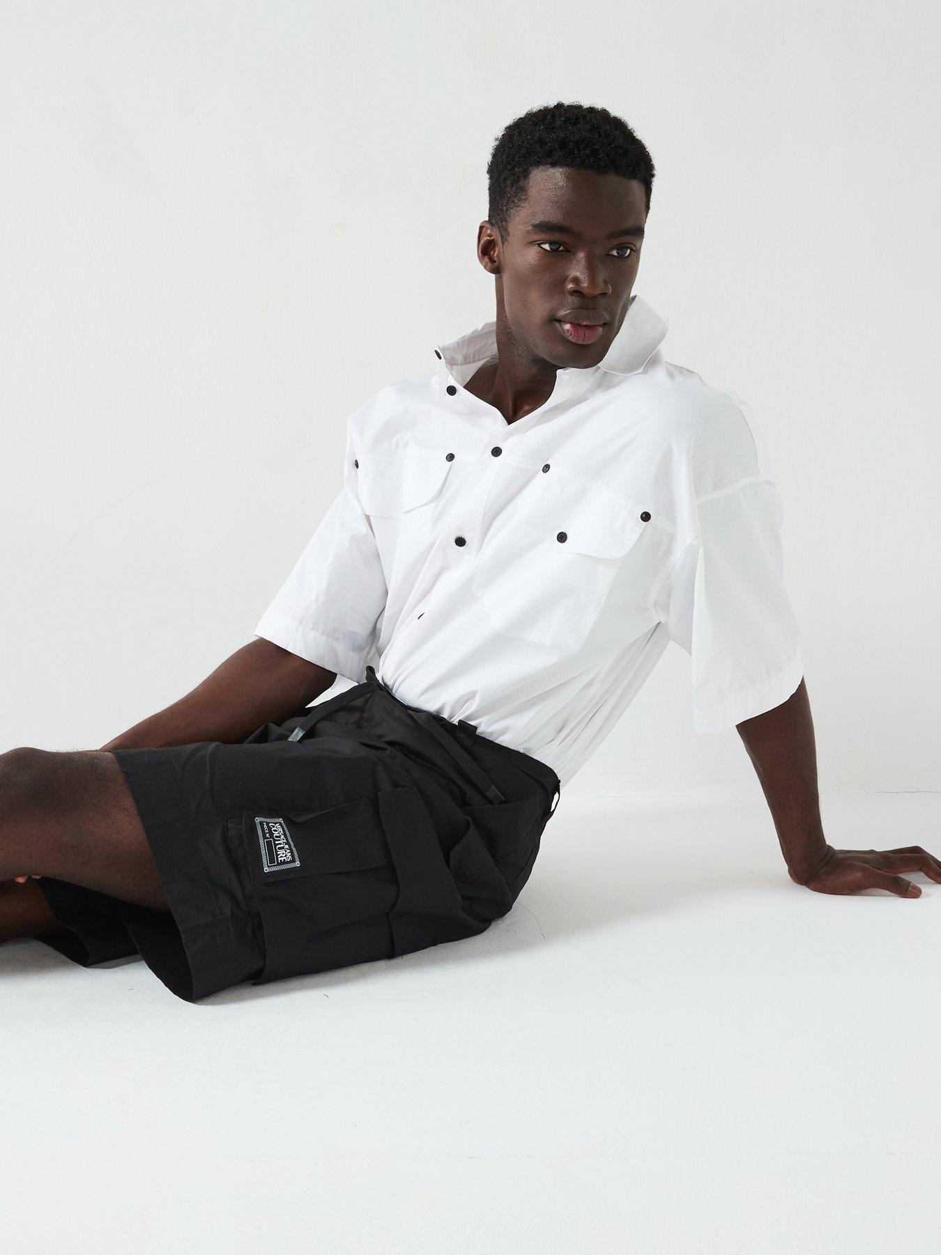 Image 4 of 6 of Versace Jeans Couture Cargo Logo Shorts - Black