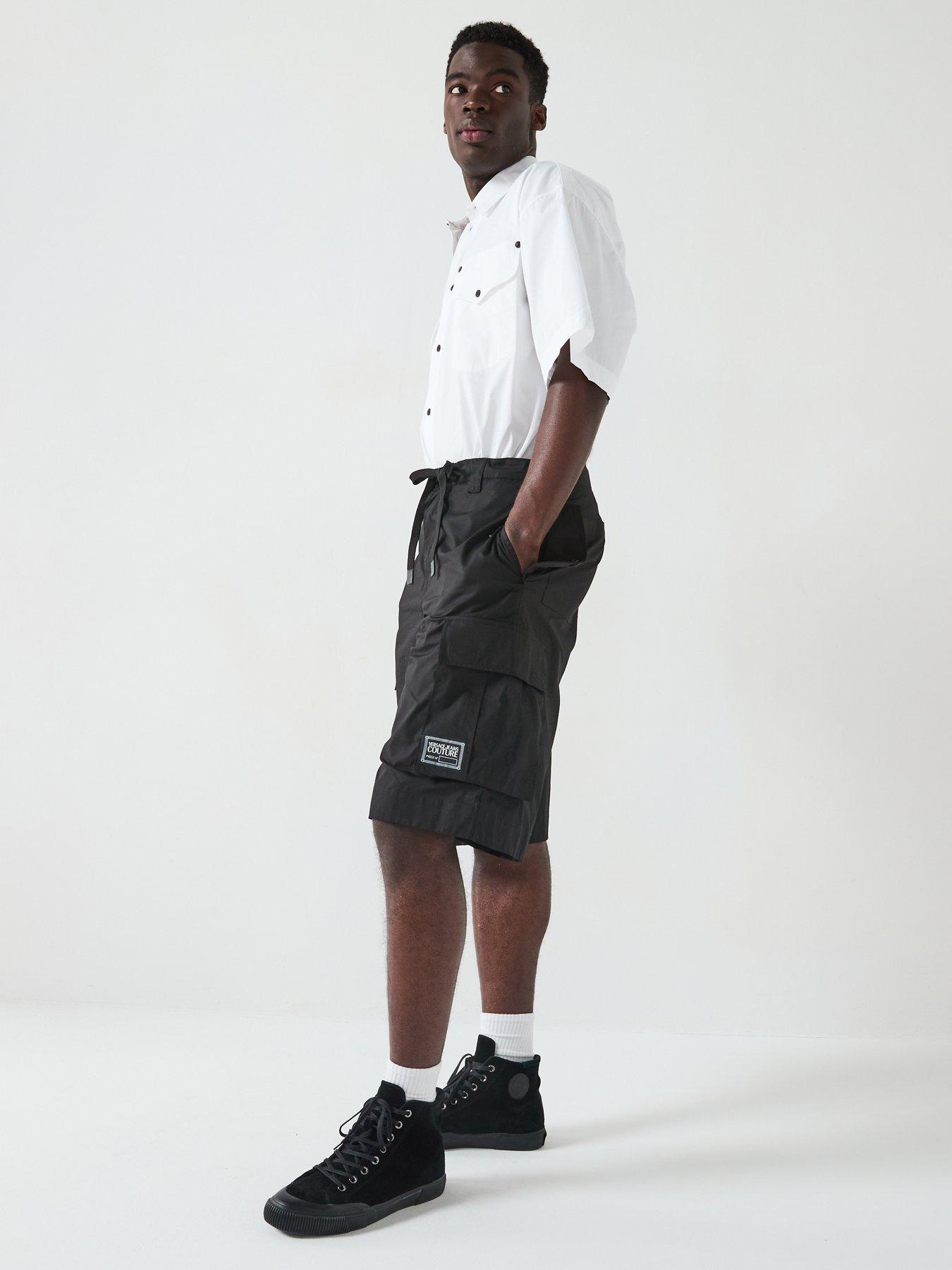 Image 6 of 6 of Versace Jeans Couture Cargo Logo Shorts - Black