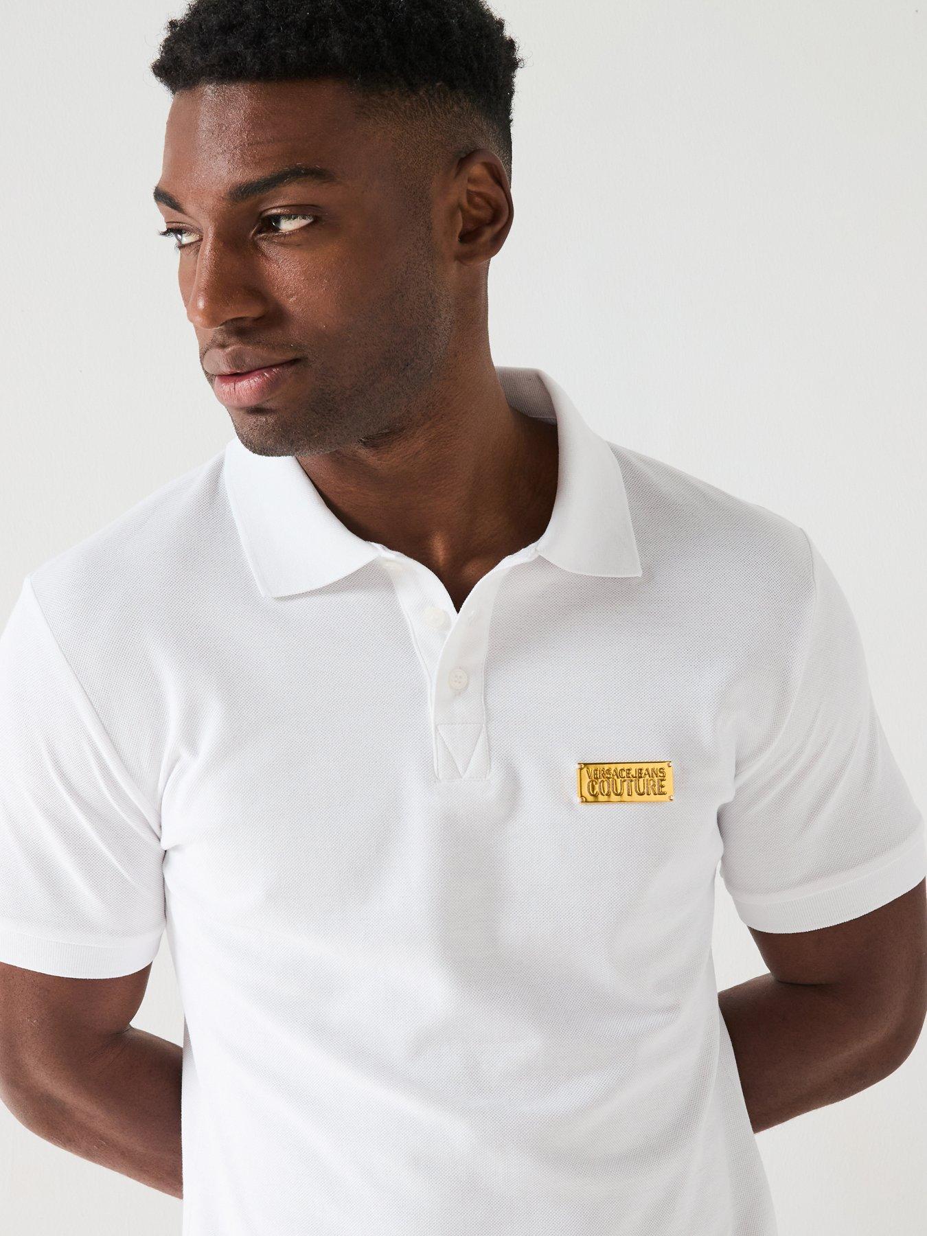 Image 4 of 4 of Versace Jeans Couture Placket Polo Shirt - White