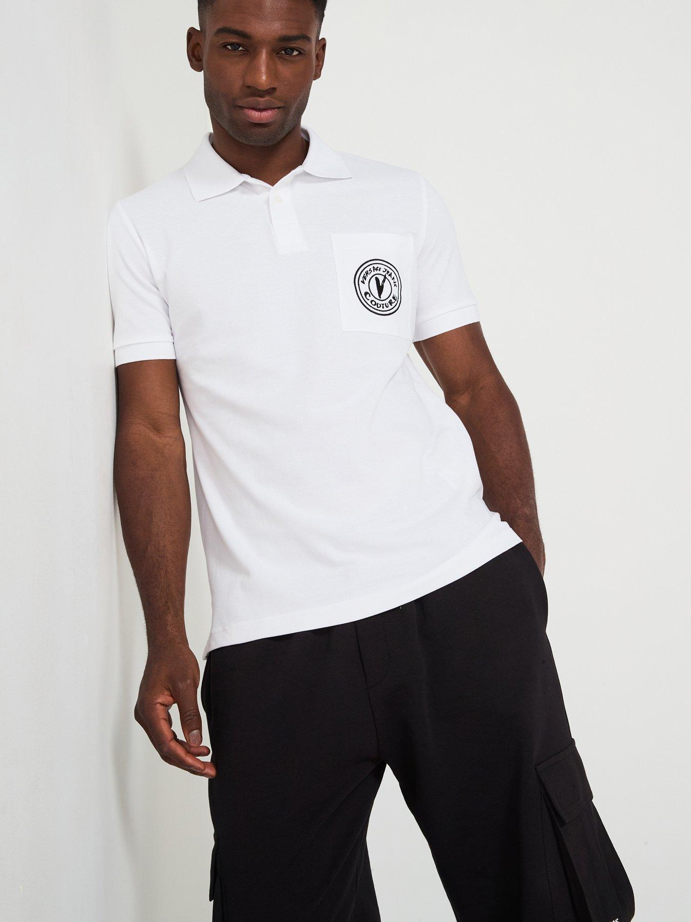 undefined V Emblem Logo Polo Shirt - White