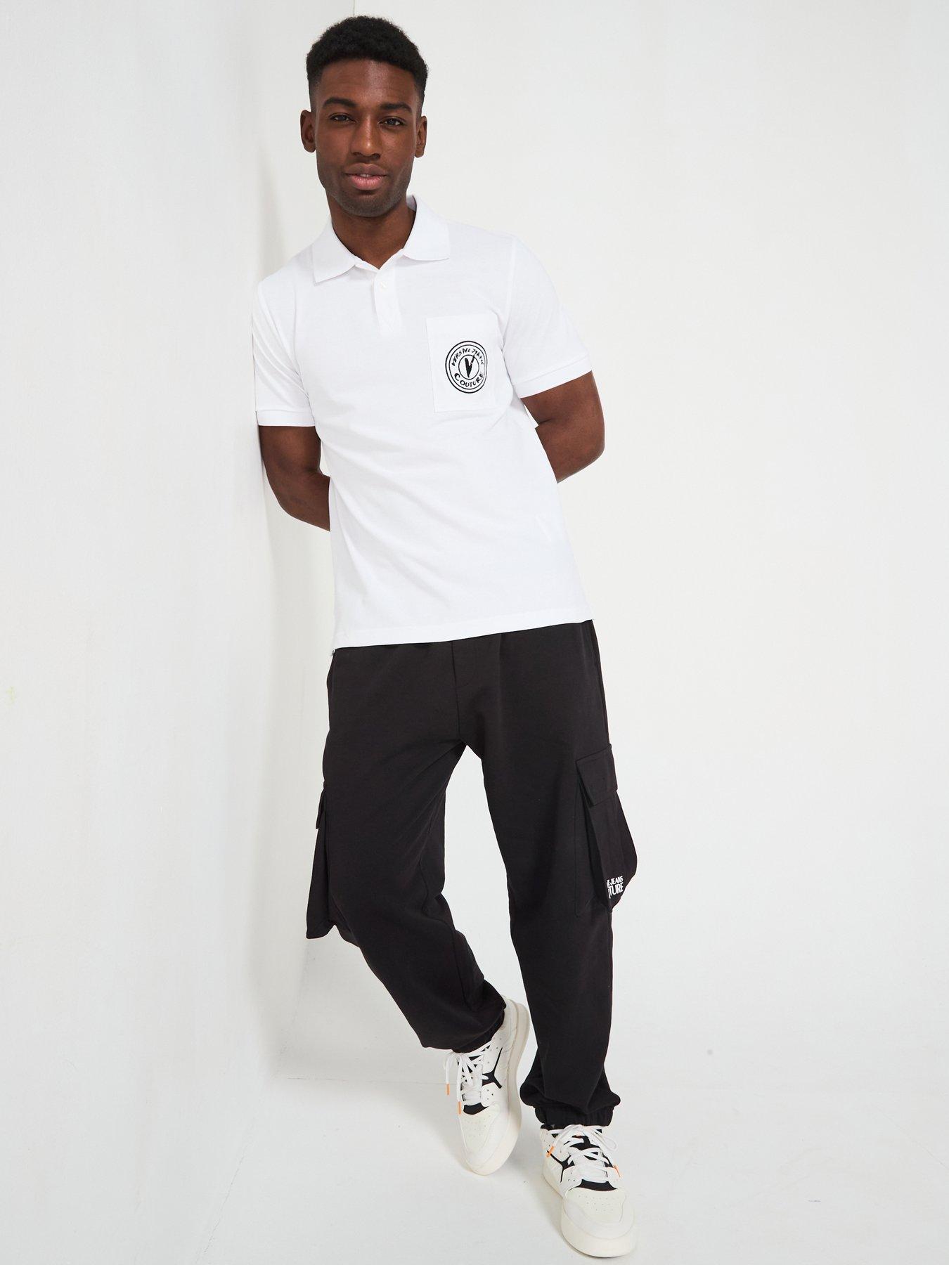 Image 3 of 5 of Versace Jeans Couture V Emblem Logo Polo Shirt - White