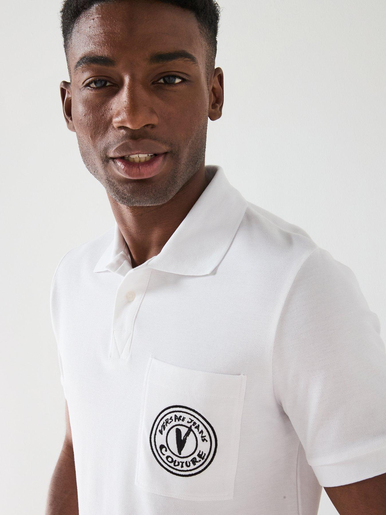 Image 4 of 5 of Versace Jeans Couture V Emblem Logo Polo Shirt - White