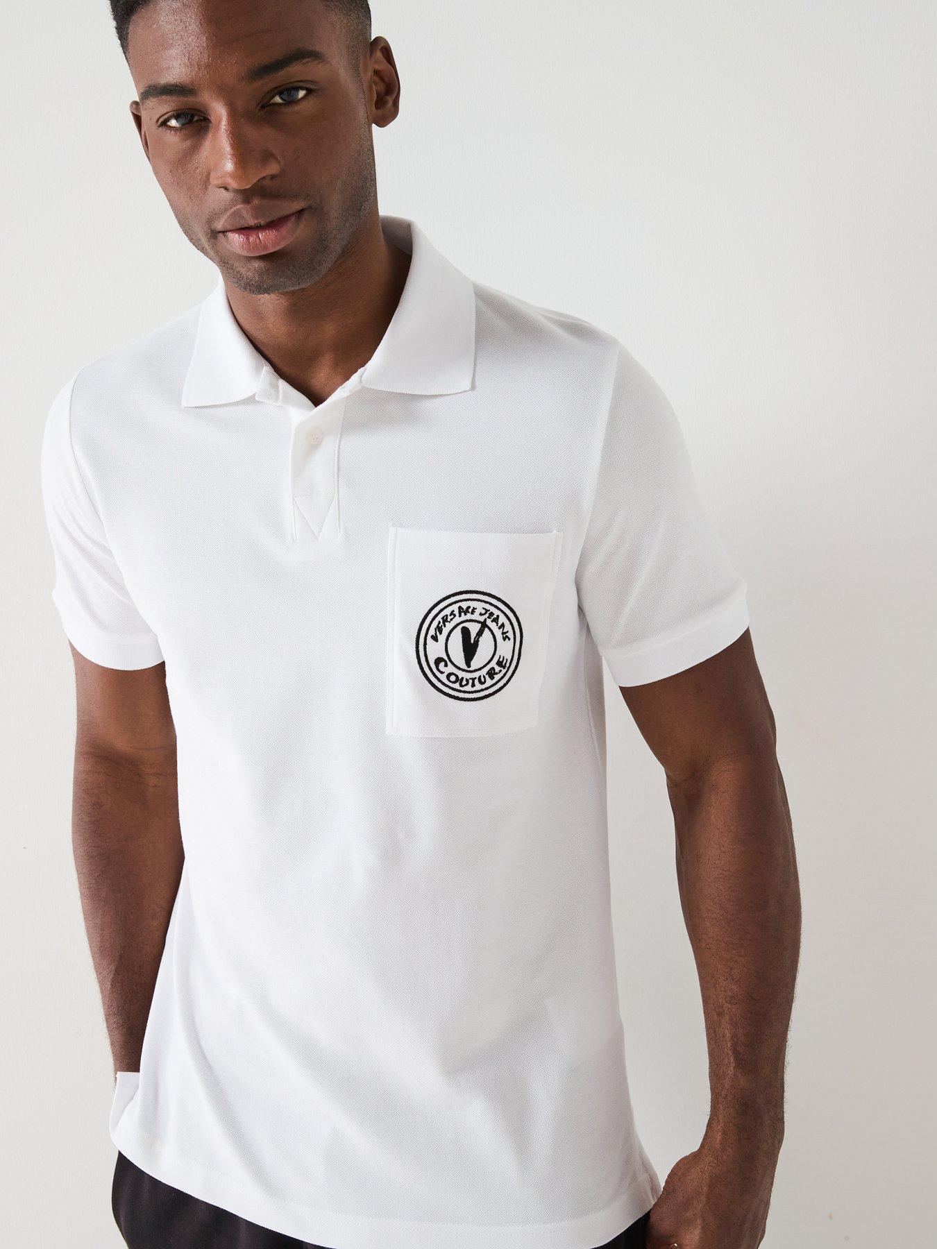 Image 5 of 5 of Versace Jeans Couture V Emblem Logo Polo Shirt - White