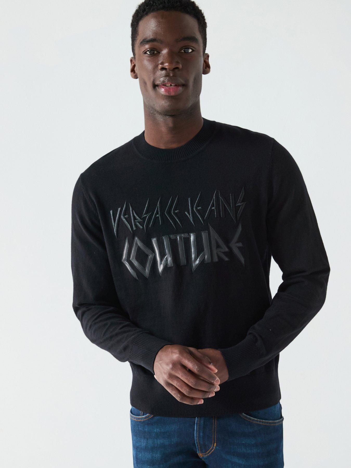undefined Tonal Logo Crew Neck Knitted Jumper - Black