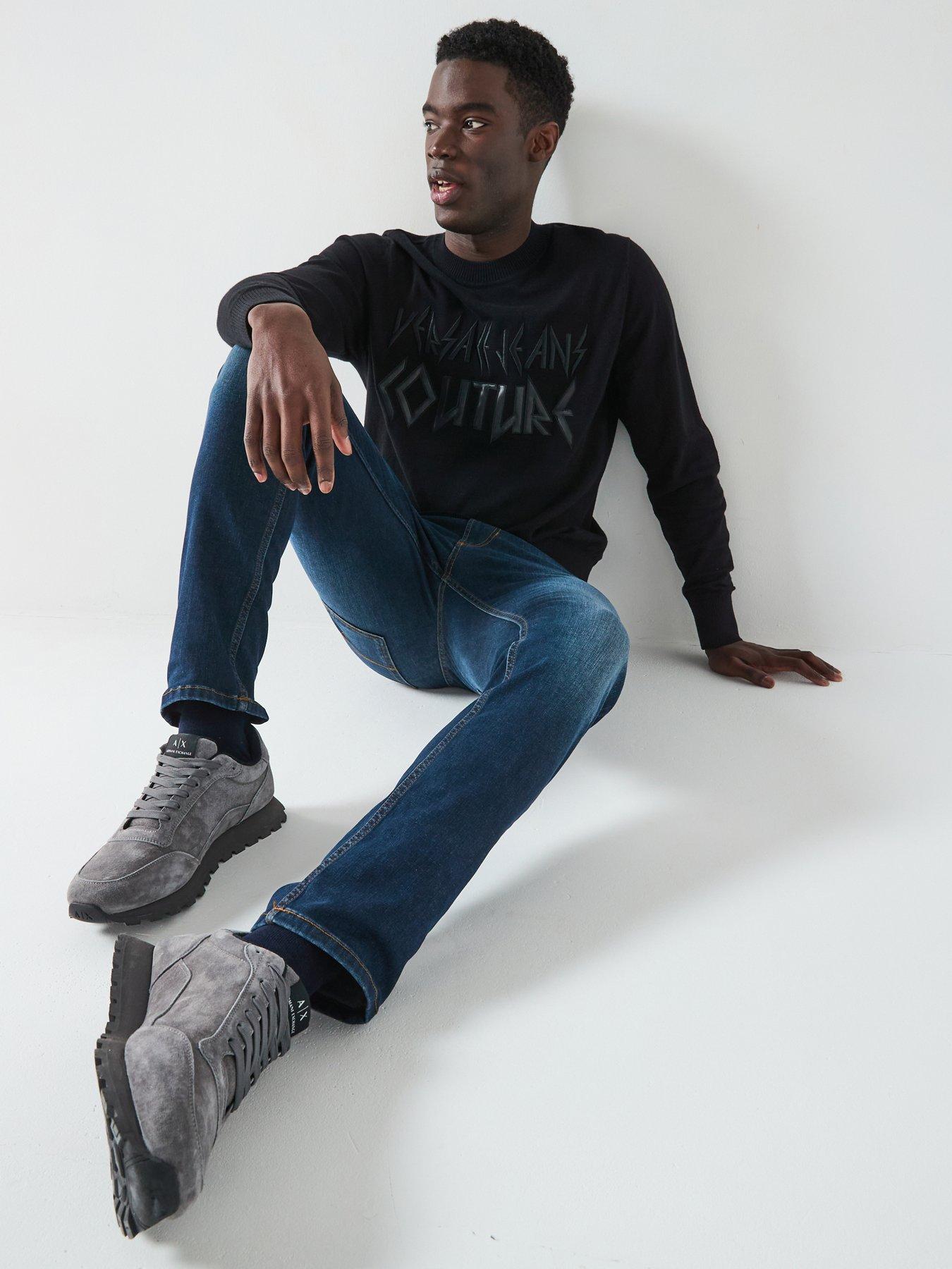 Image 5 of 5 of Versace Jeans Couture Tonal Logo Crew Neck Knitted Jumper - Black