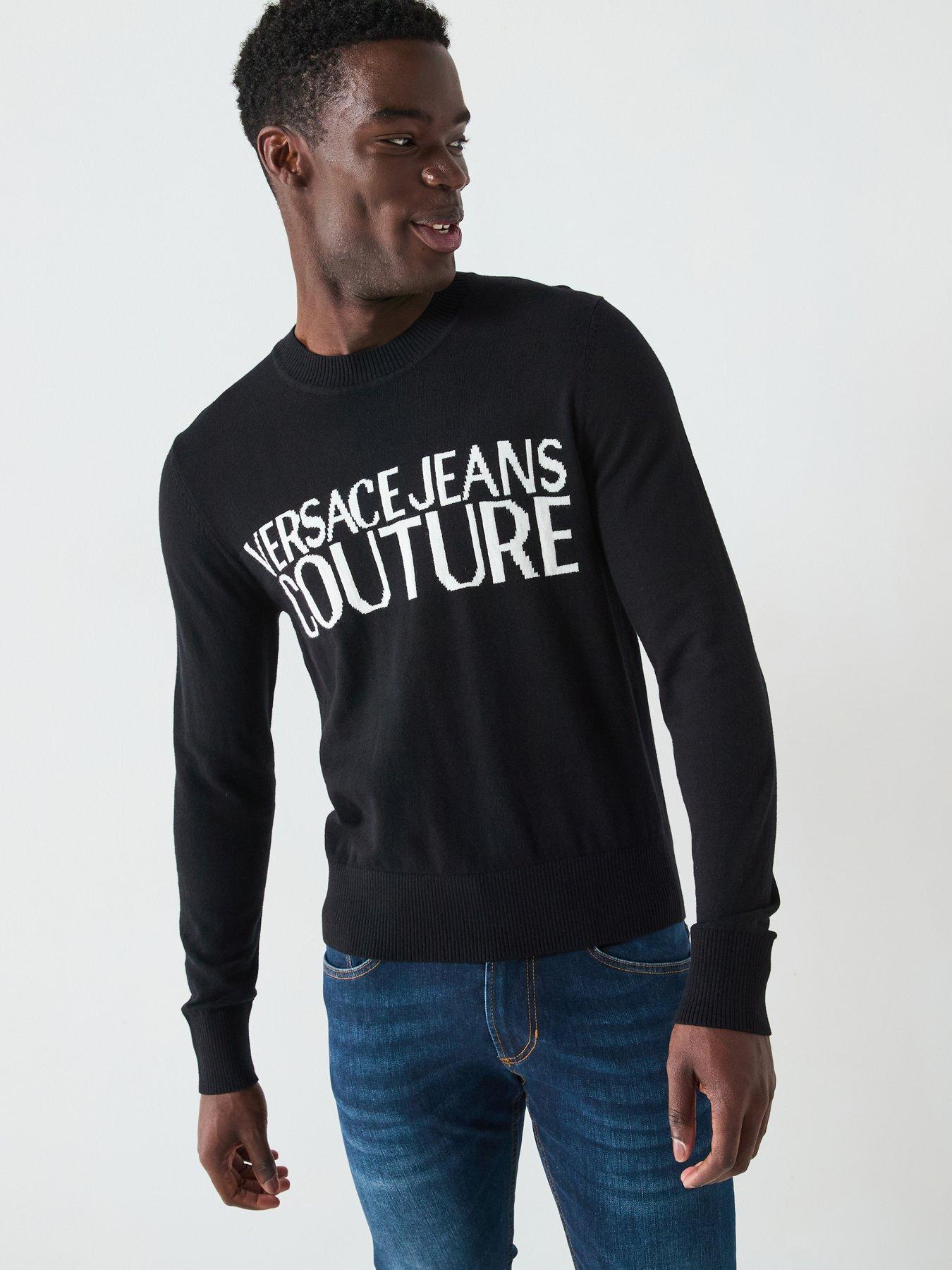undefined Institutional Logo Crew Neck Knitted Jumper - Black