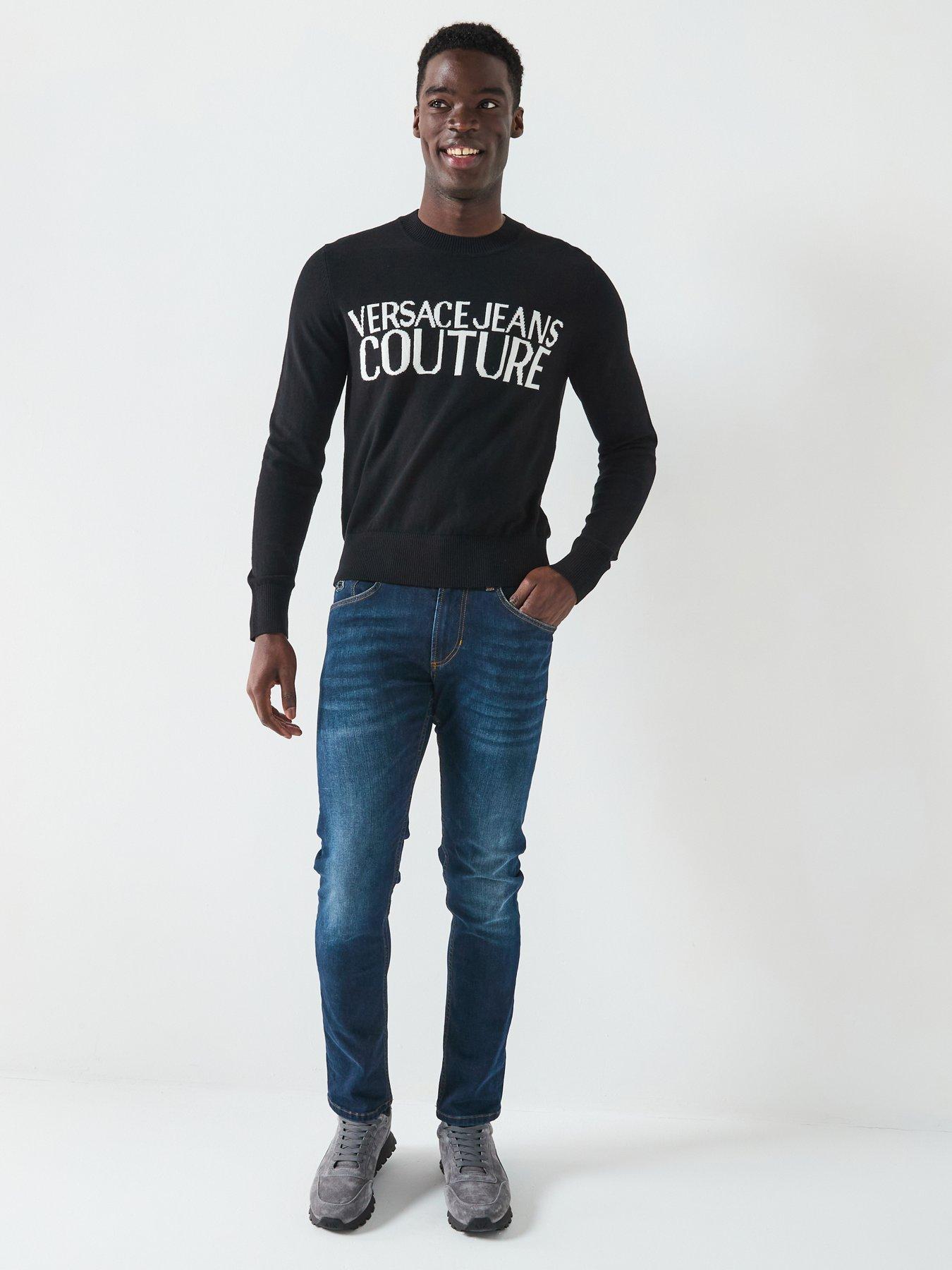 VERSACE JEANS COUTURE トレーナー Versace Jeans Couture Institutional Logo Crew Neck Knitted Jumper