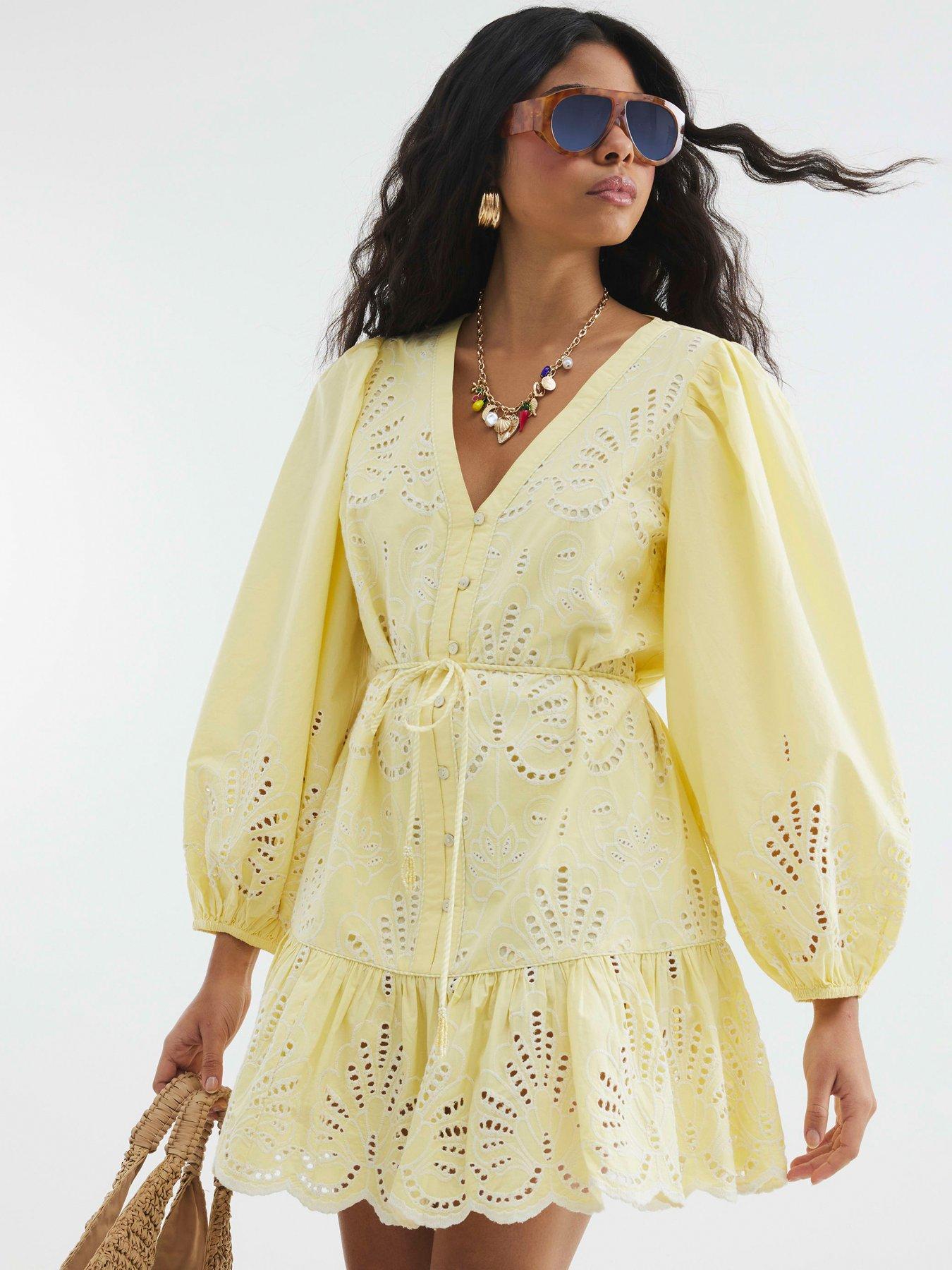 undefined Poplin Shirt Dress - Yellow
