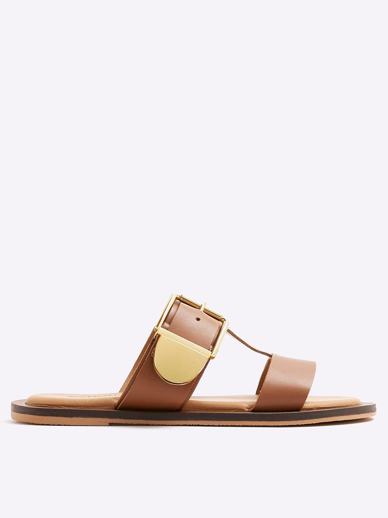 undefined T Bar Flat Sandal - Brown