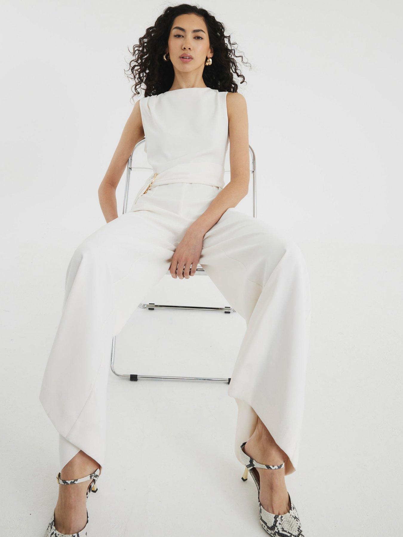undefined Belted Jumpsuit - White