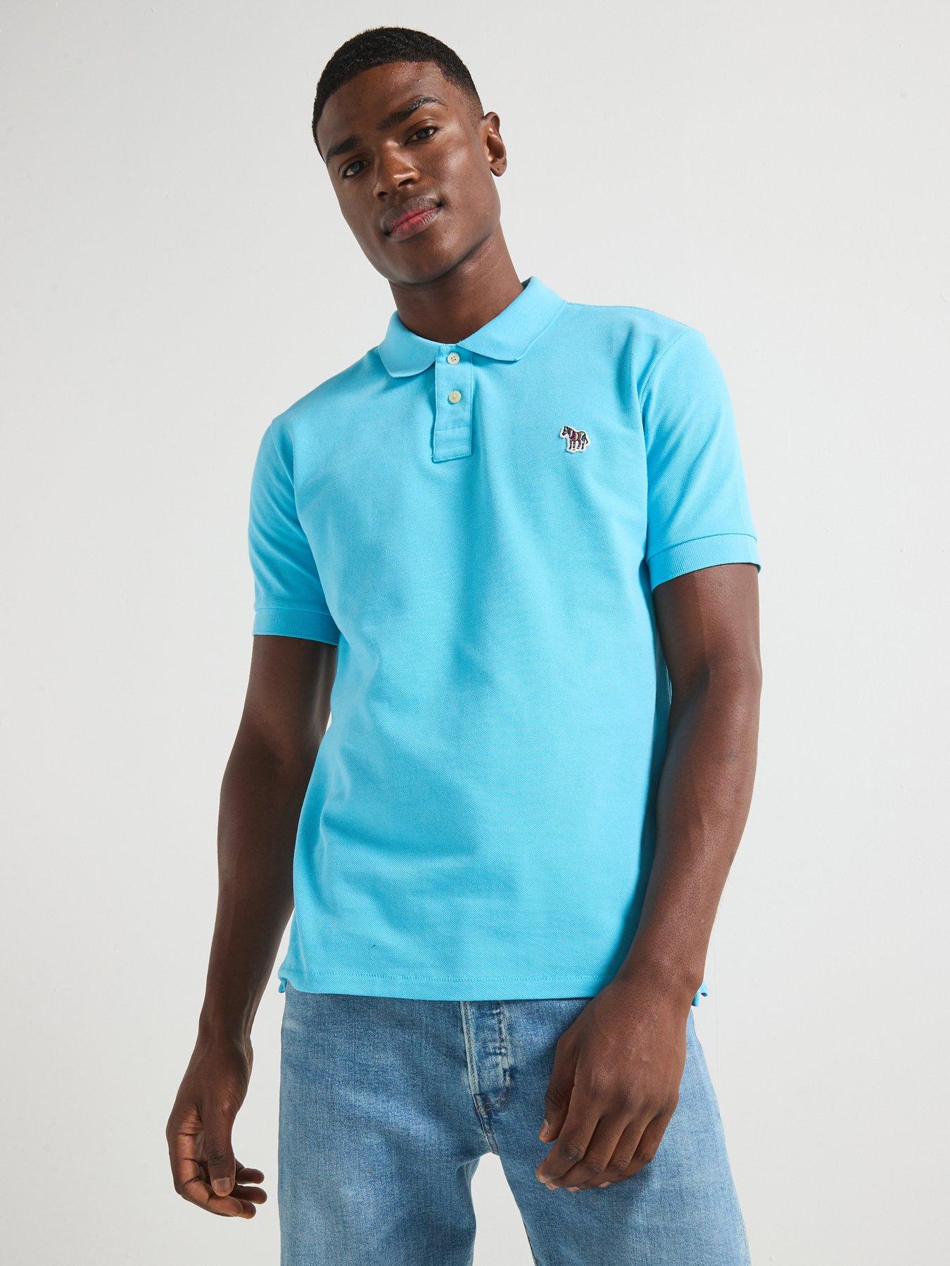 undefined Regular Fit Short Sleeve Zebra Polo Shirt - Blue