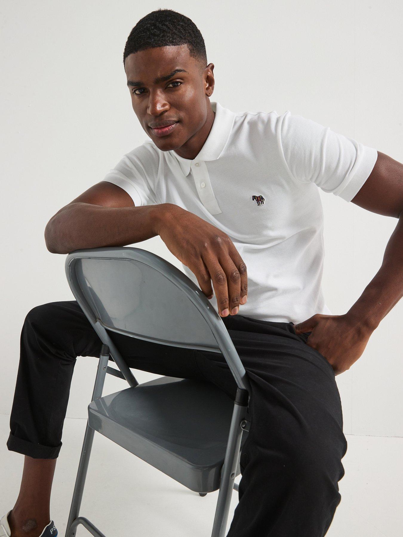 undefined Regular Fit Short Sleeve Zebra Logo Polo Shirt - White
