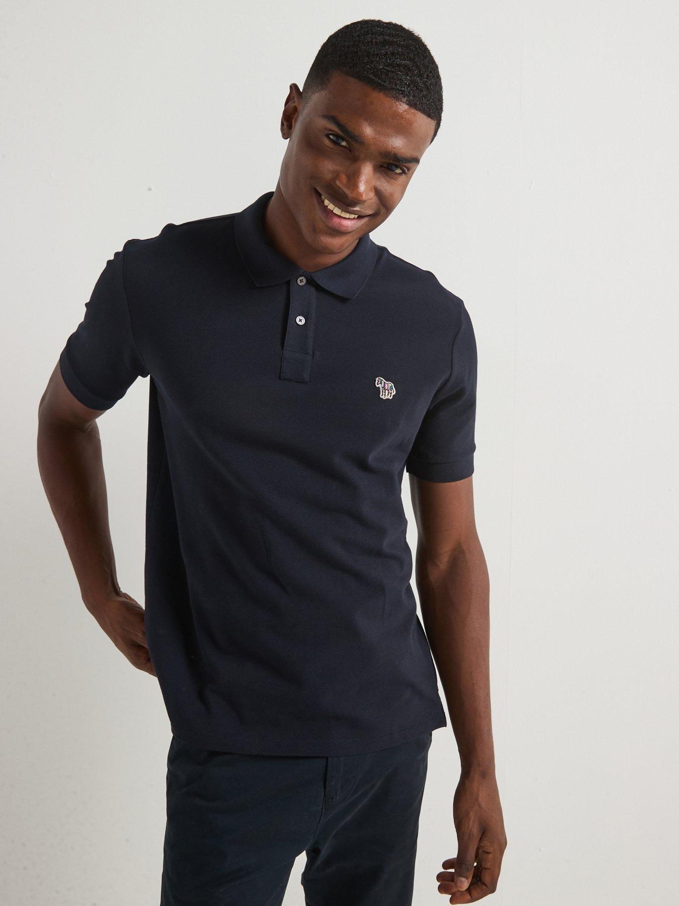 undefined Regular Fit Short Sleeve Zebra Logo Polo Shirt - Blue