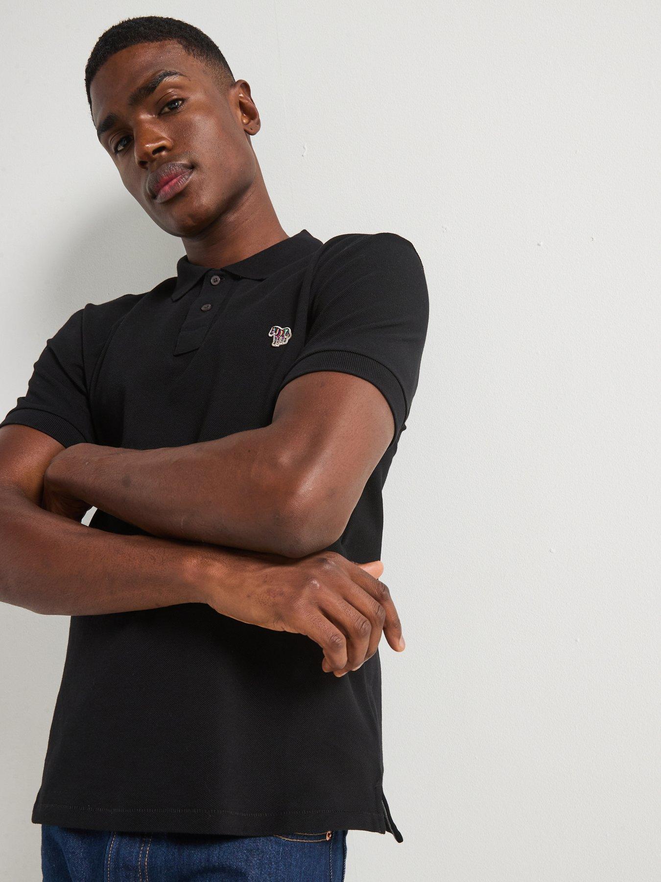 undefined Regular Fit Short Sleeve Zebra Logo Polo Shirt - Black