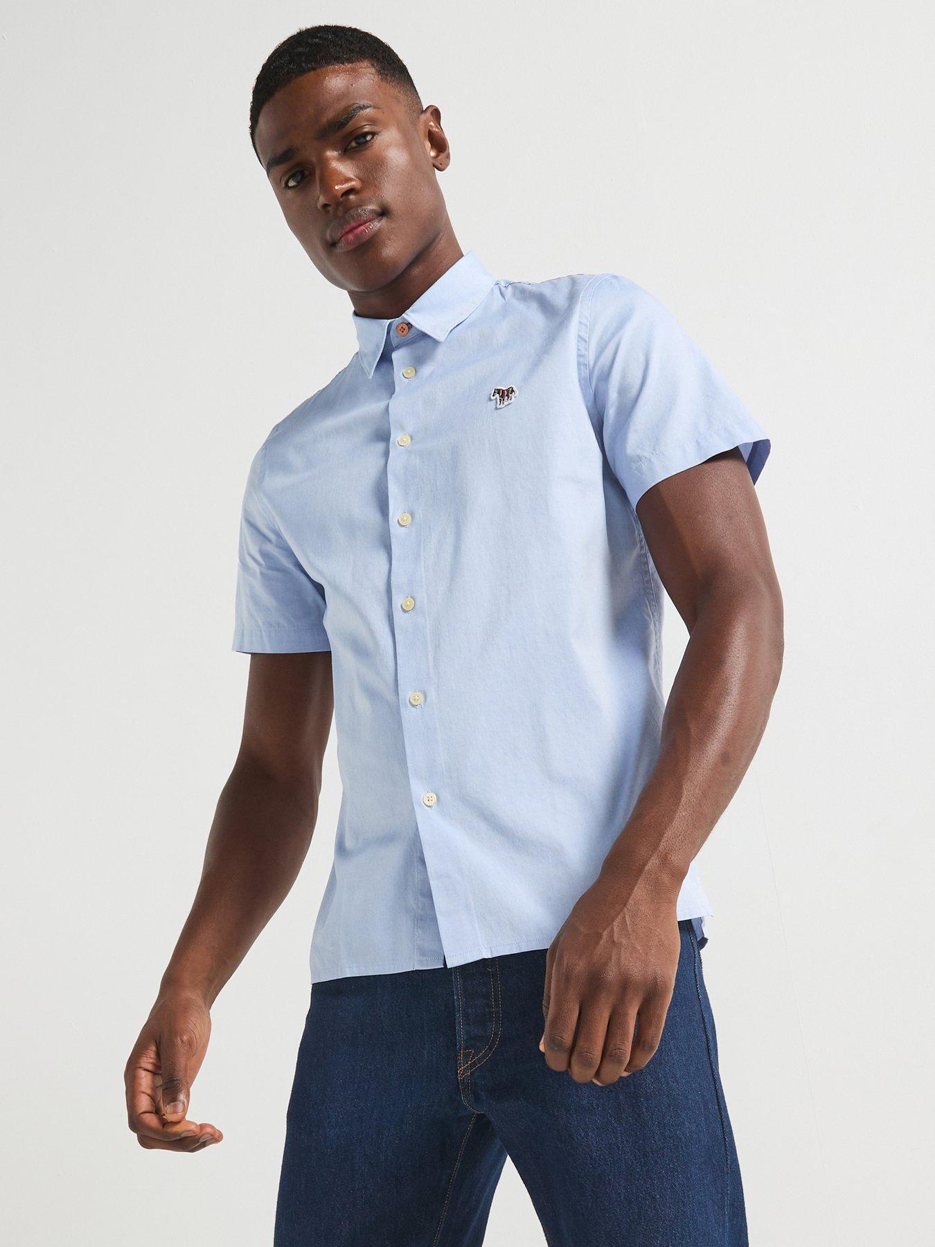 undefined Short Sleeve Casual Fit Zebra Logo Shirt - Blue