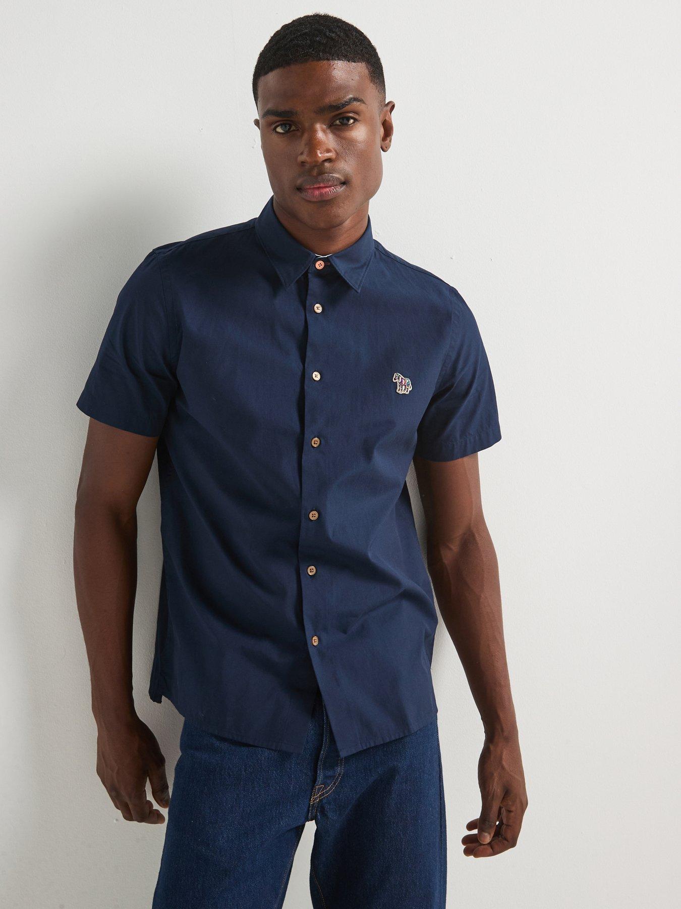 undefined Short Sleeve Casual Fit Zebra Logo Shirt - Blue
