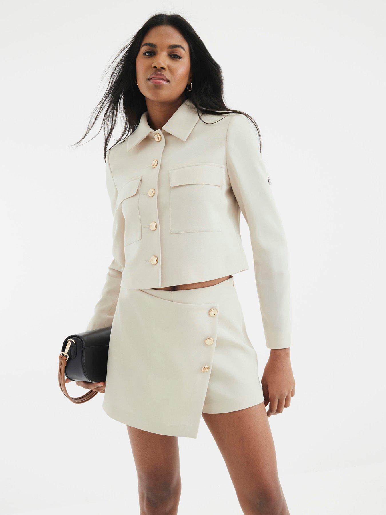 undefined Asymmetric Skort - Beige