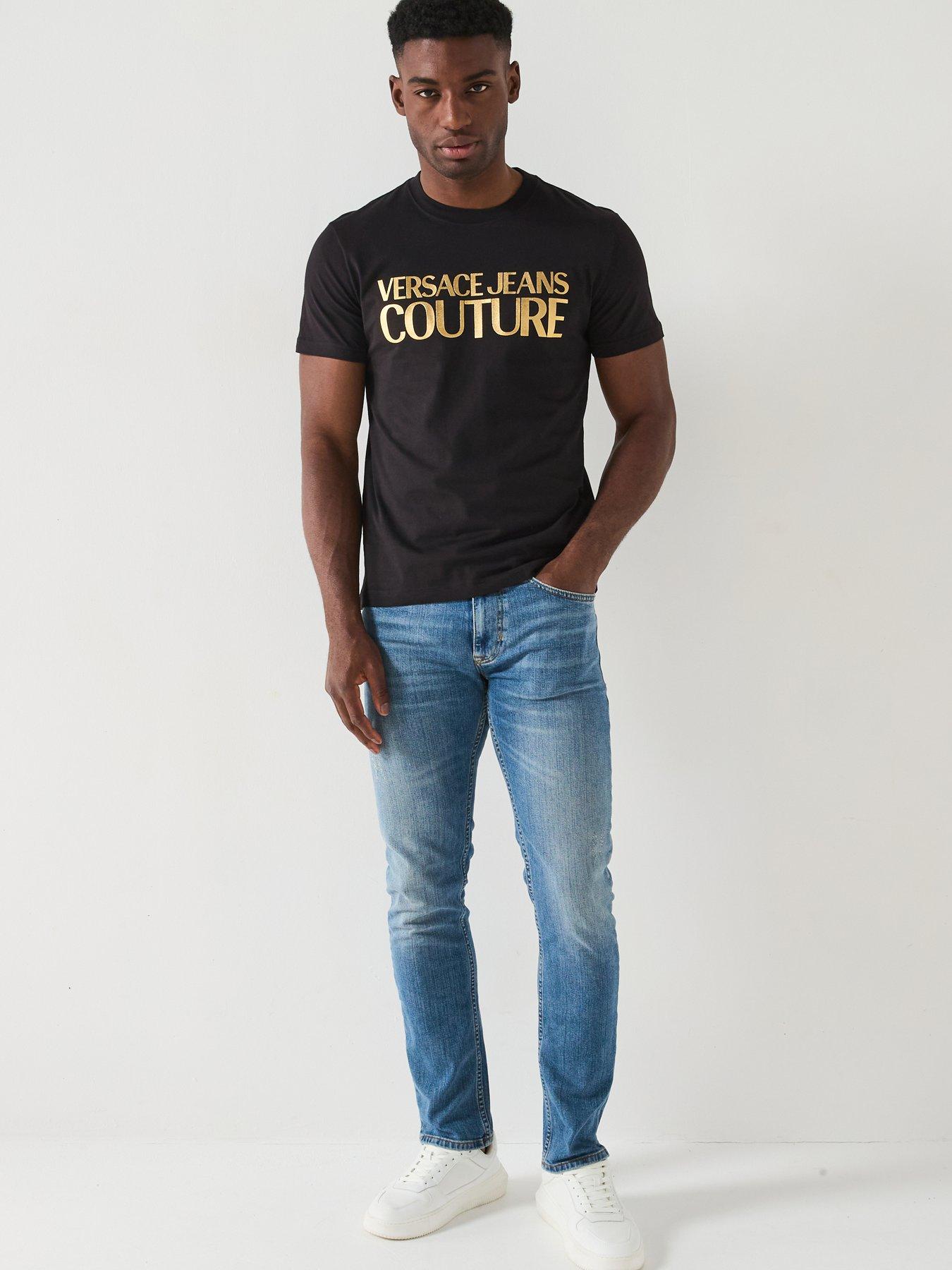 Image 3 of 4 of Versace Jeans Couture Institutional Logo Metallic Foil T-Shirt - Black