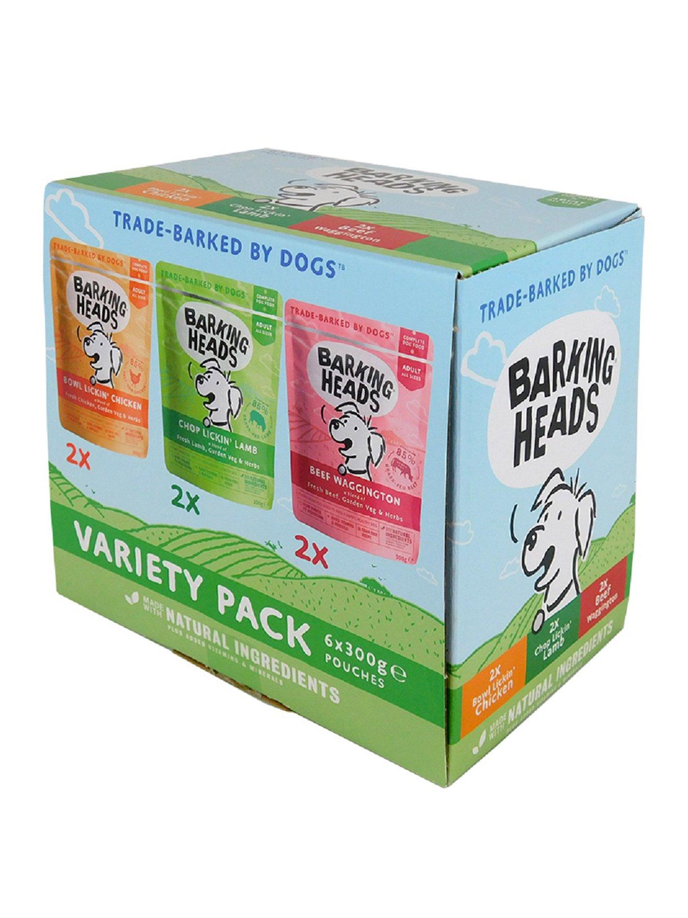 Product photograph of Barking Heads Pouch Variety Pack 6x300g from very.co.uk