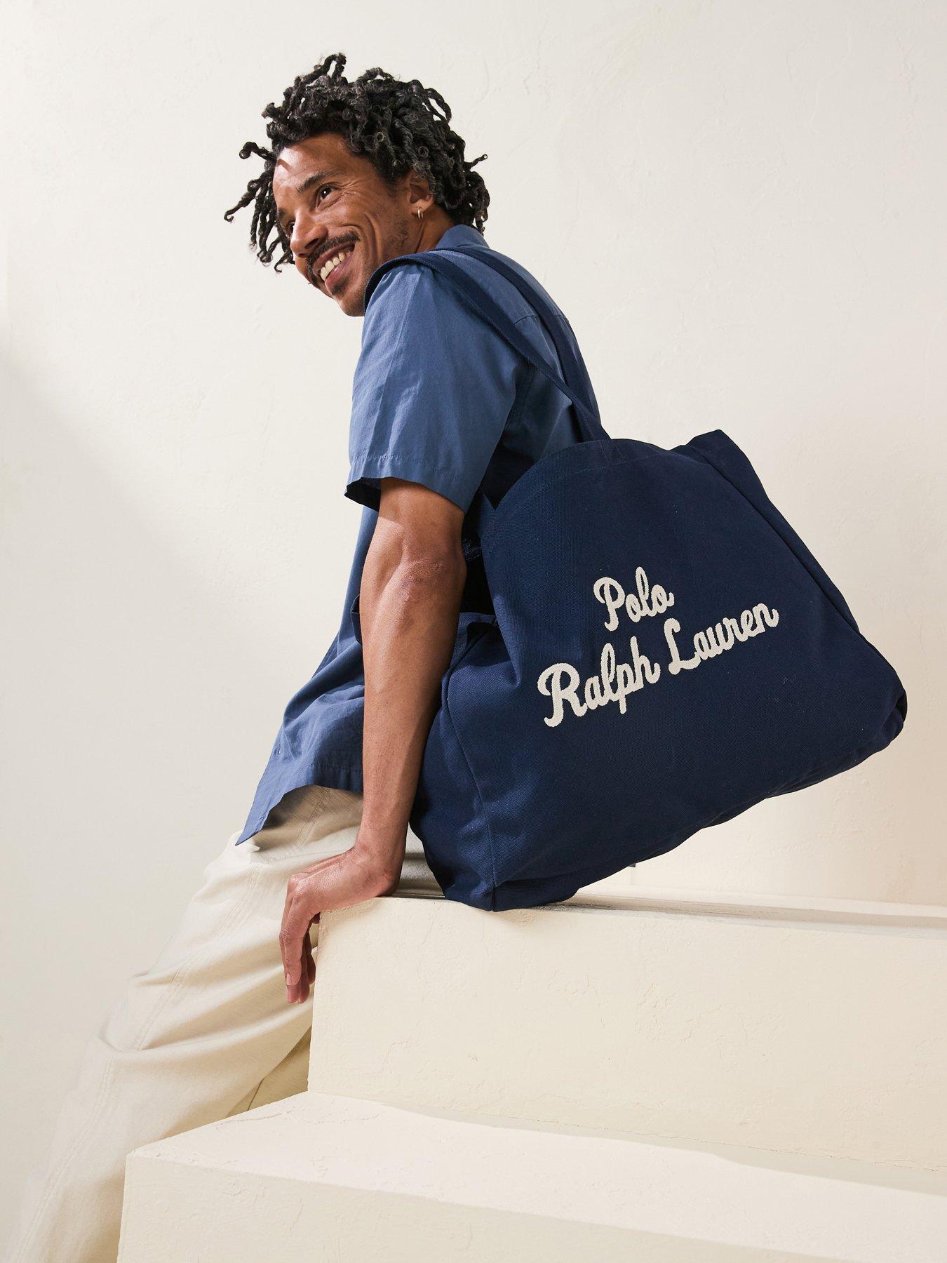 undefined Canvas Scripted Large Logo Tote Bag - Navy