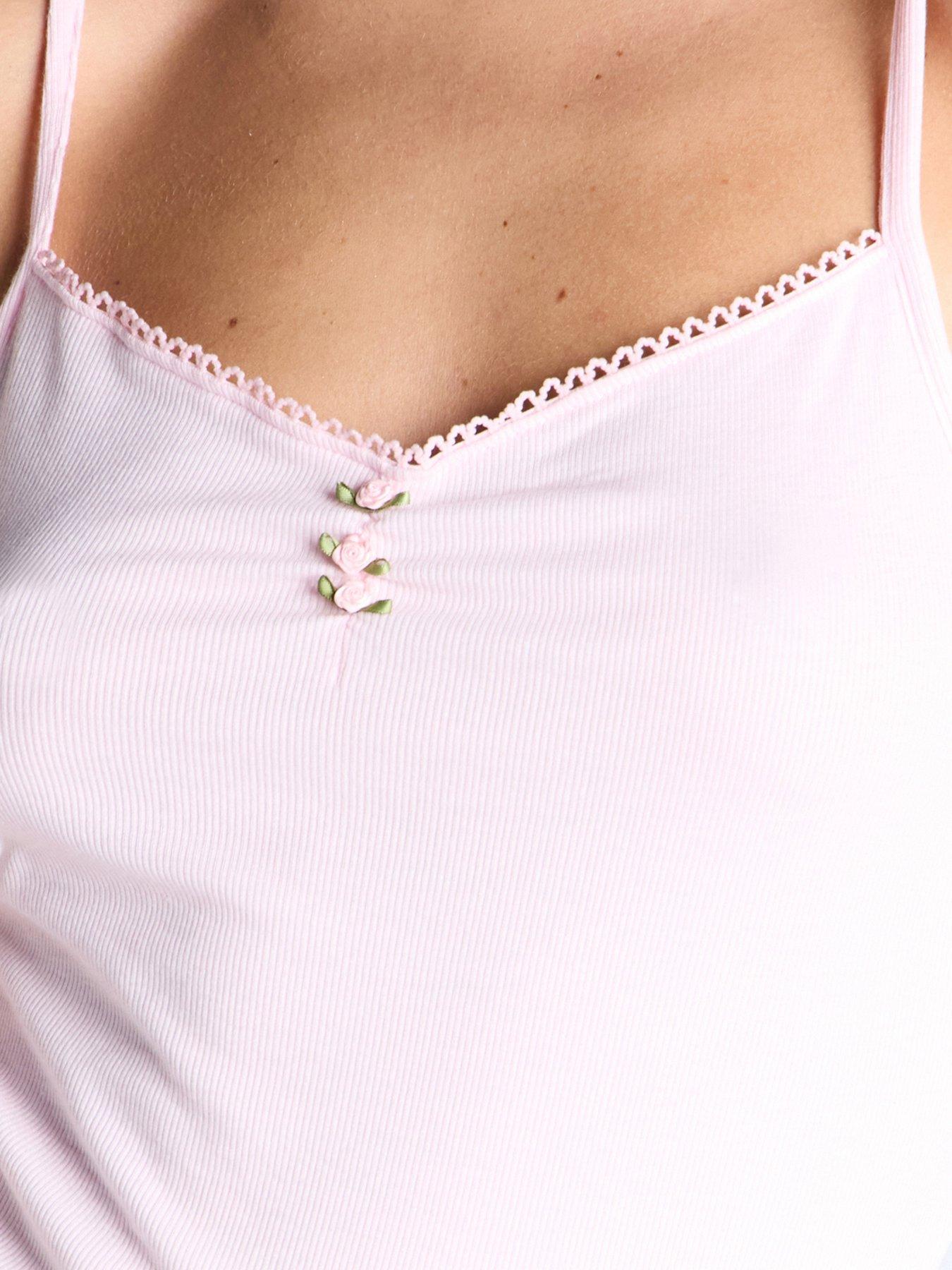 Image 5 of 5 of Boux Avenue Rib Rosebud Cami &amp; Pant Set - Pink