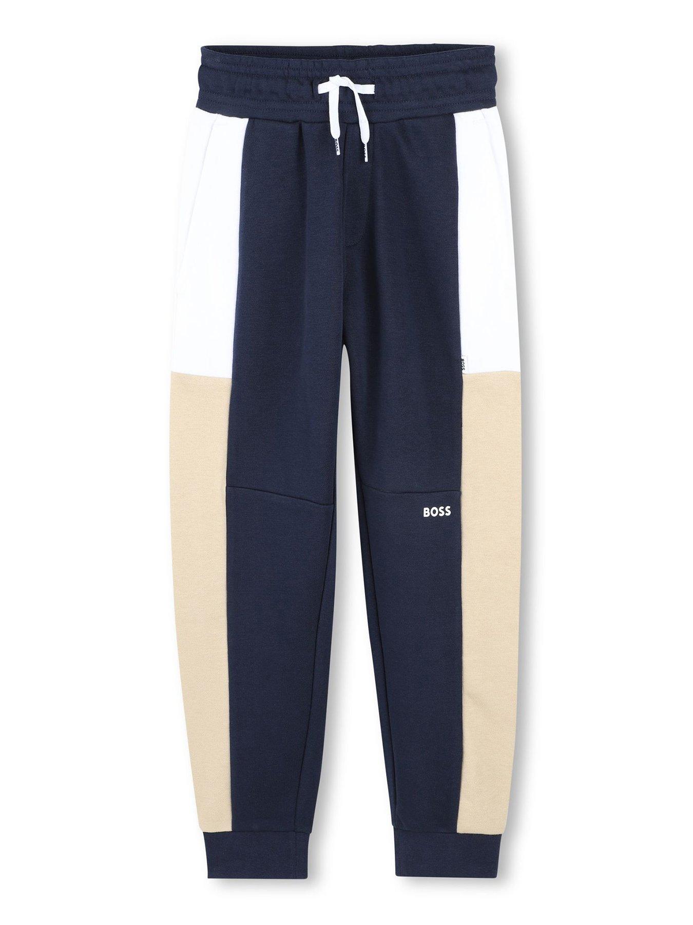 BOSS Boys Colour Block Jog Pants, Navy, Size 5 Years
