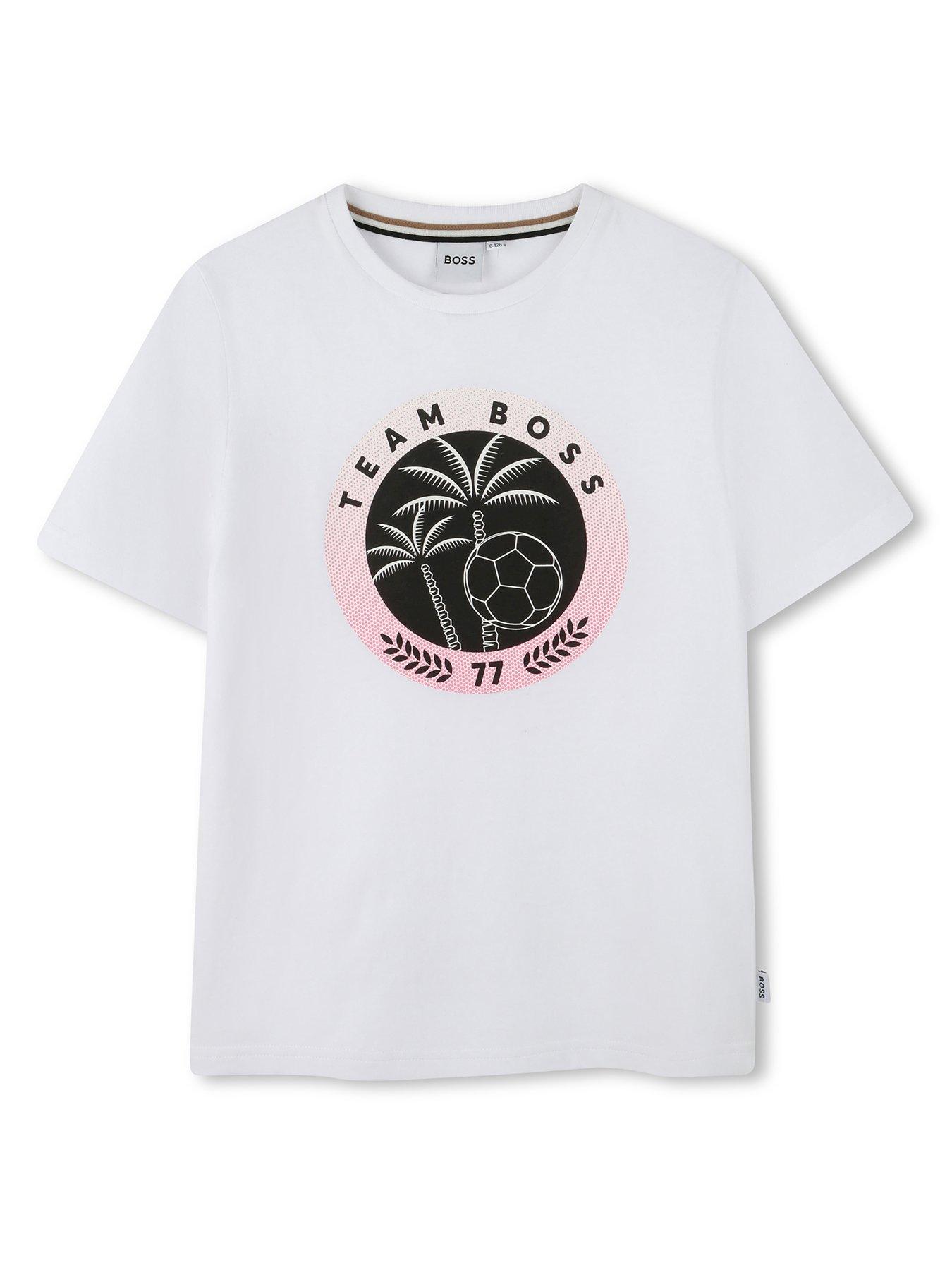 BOSS Boys Football T-Shirt - White