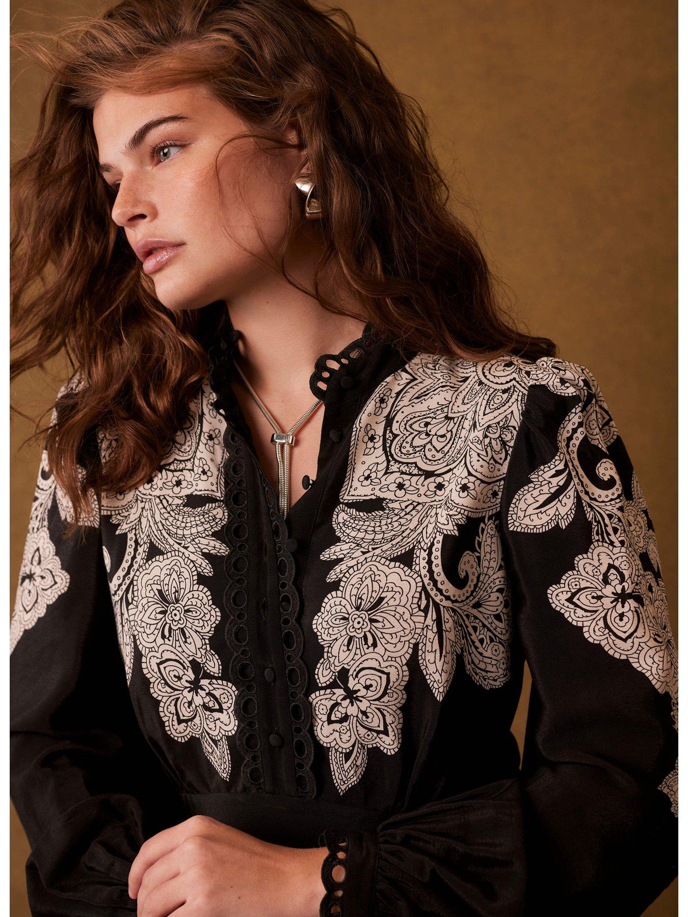 Image 4 of 5 of Mint Velvet Paisley Print Mini Dress - Black