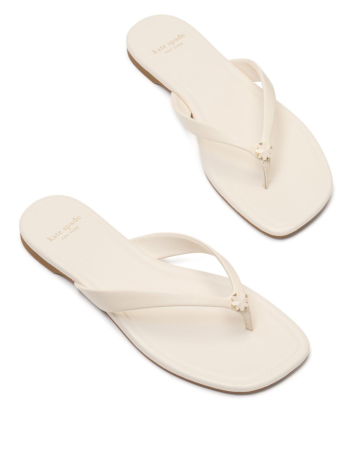 undefined Flower Flip Flop Sandals - Cream