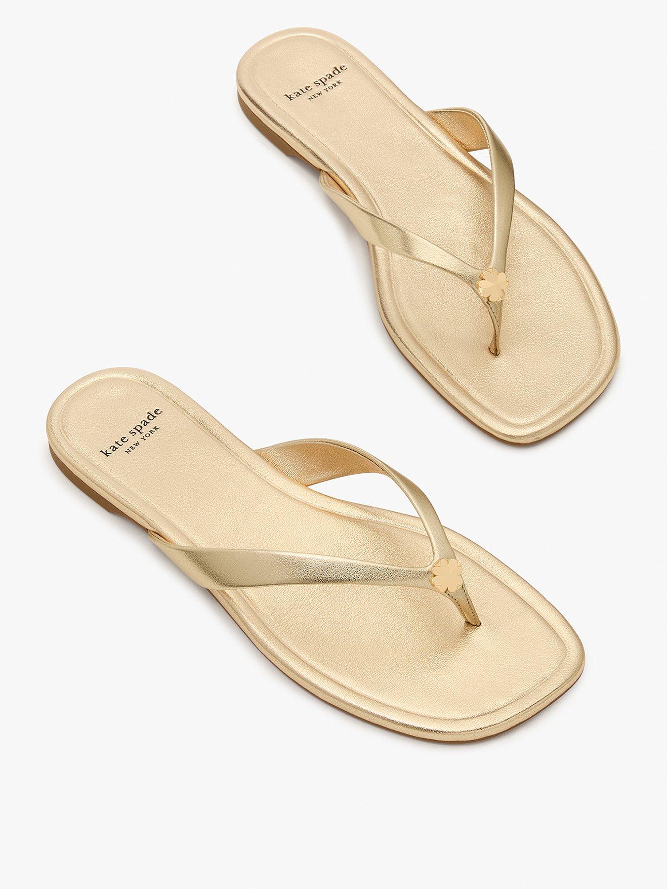 undefined Flower Flip Flop Sandals - Gold