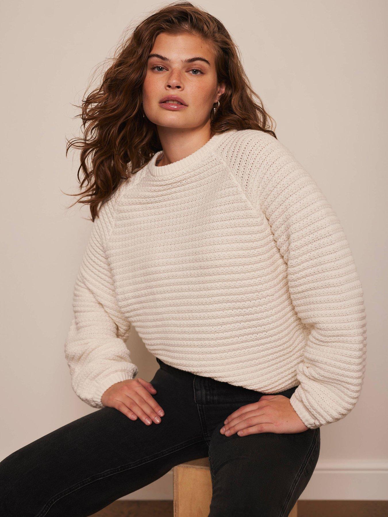 undefined Ivory Cotton Ribbed Jumper - Cream