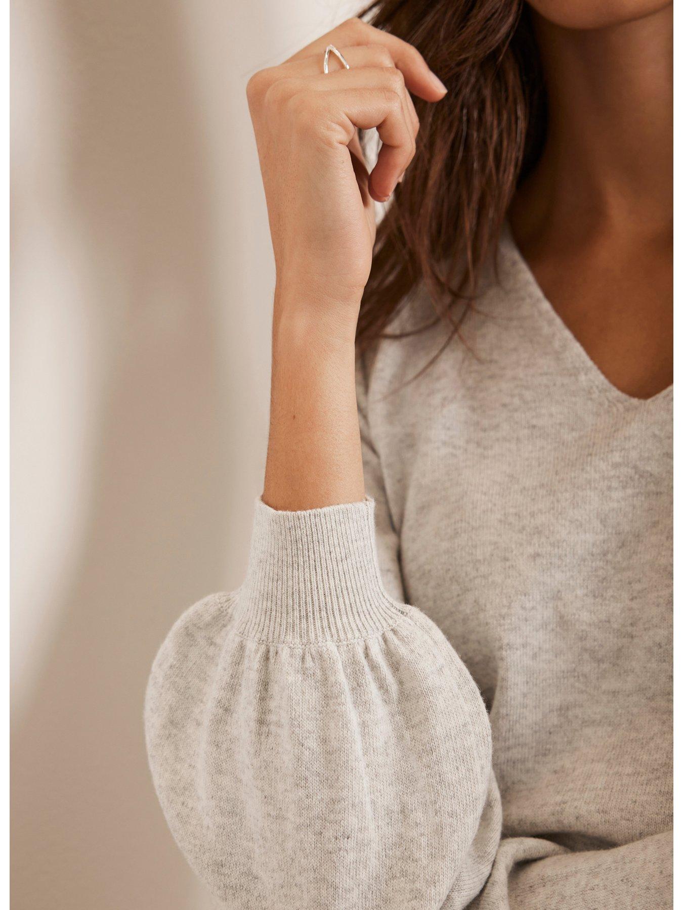 Image 3 of 6 of Mint Velvet V Neck Jumper - Grey
