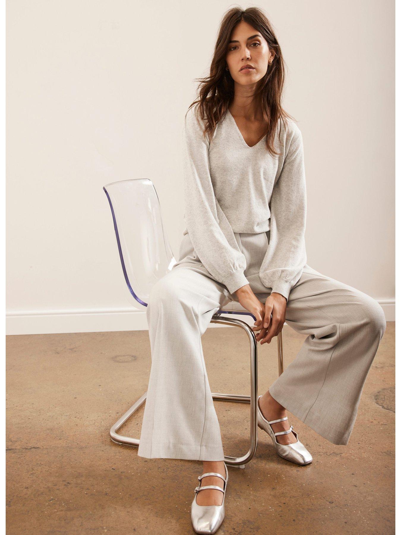 Image 4 of 6 of Mint Velvet V Neck Jumper - Grey