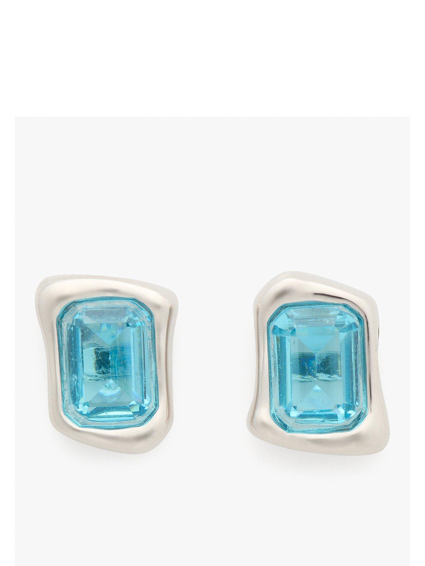undefined Molten Glass Stud Earrings - Blue