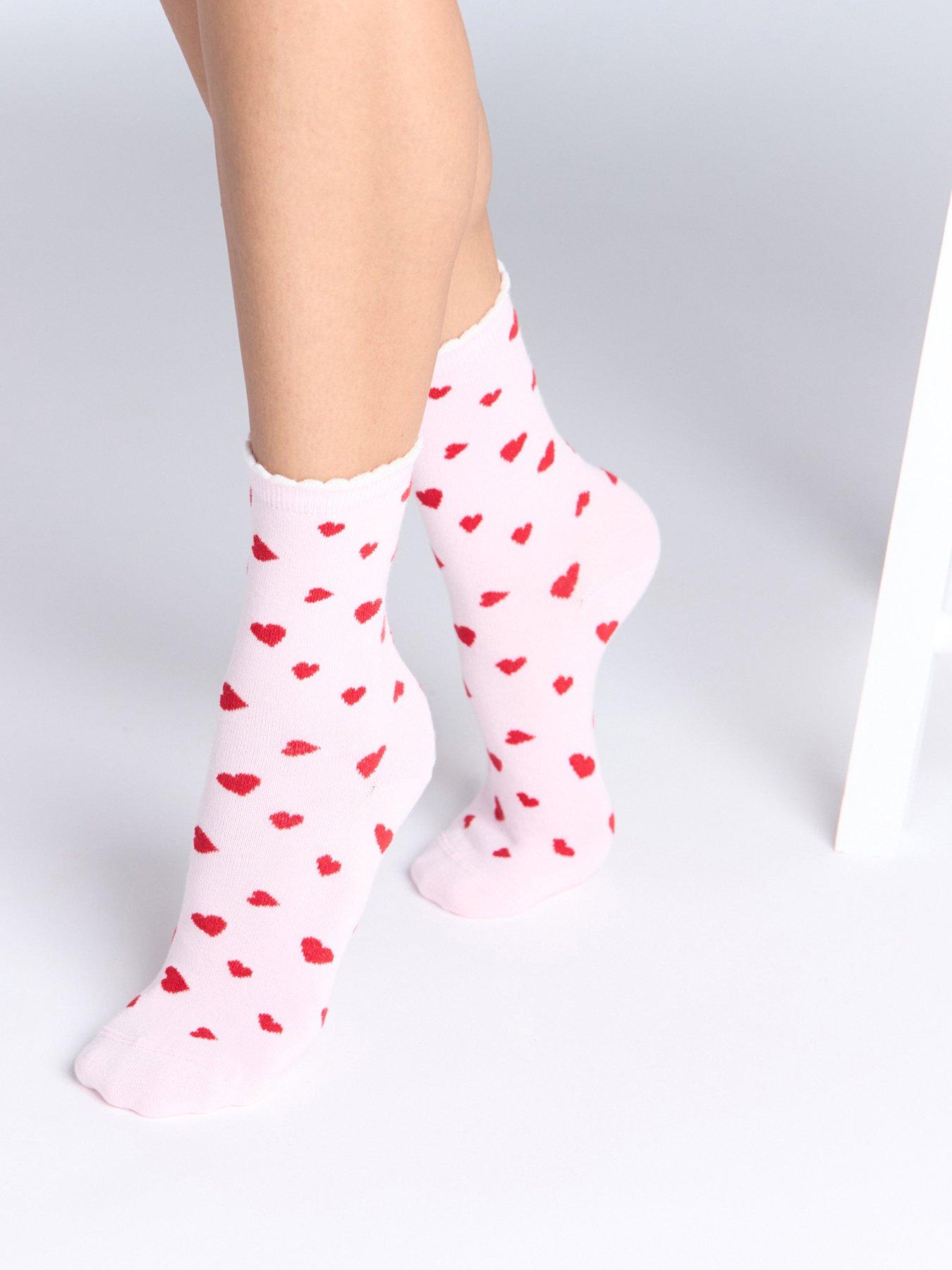 undefined Heart Cotton 2 Pack Ankle Socks - Pink Mix