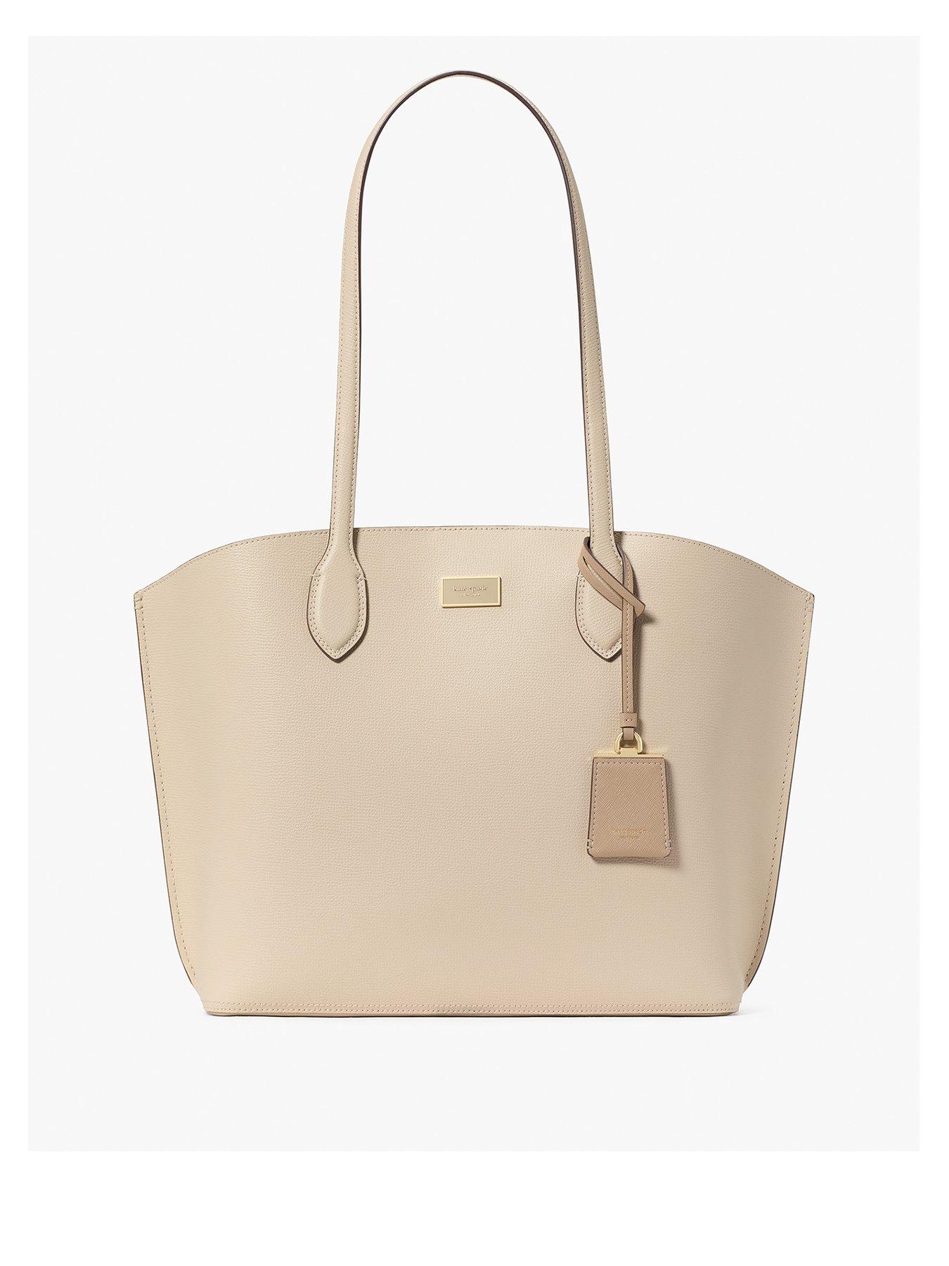 undefined Suite Crossgrain Leather Large Open Tote Bag - Beige