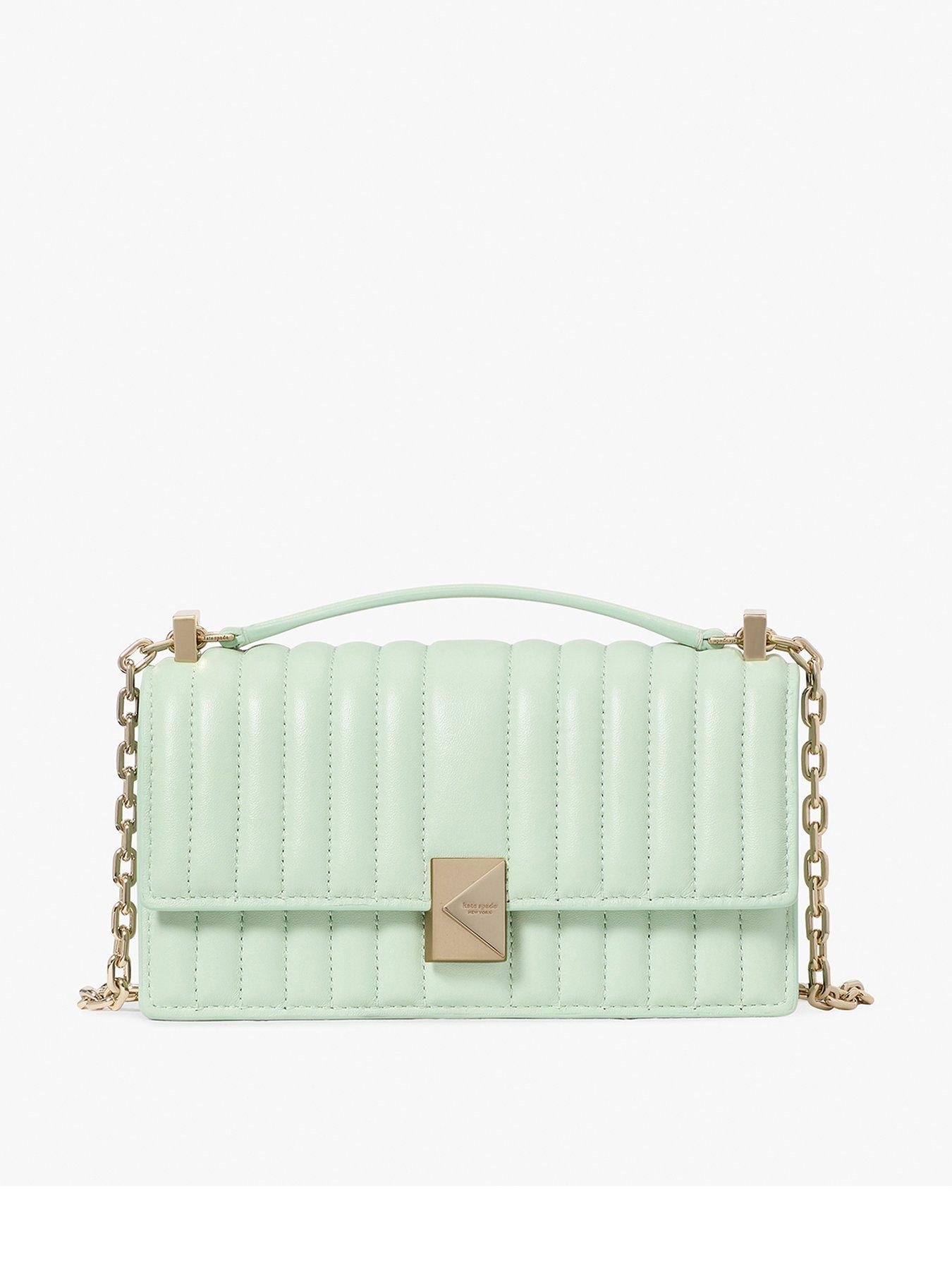 undefined Deco Quilted Leather Mini Flap Chain Crossbody Bag - Light Green