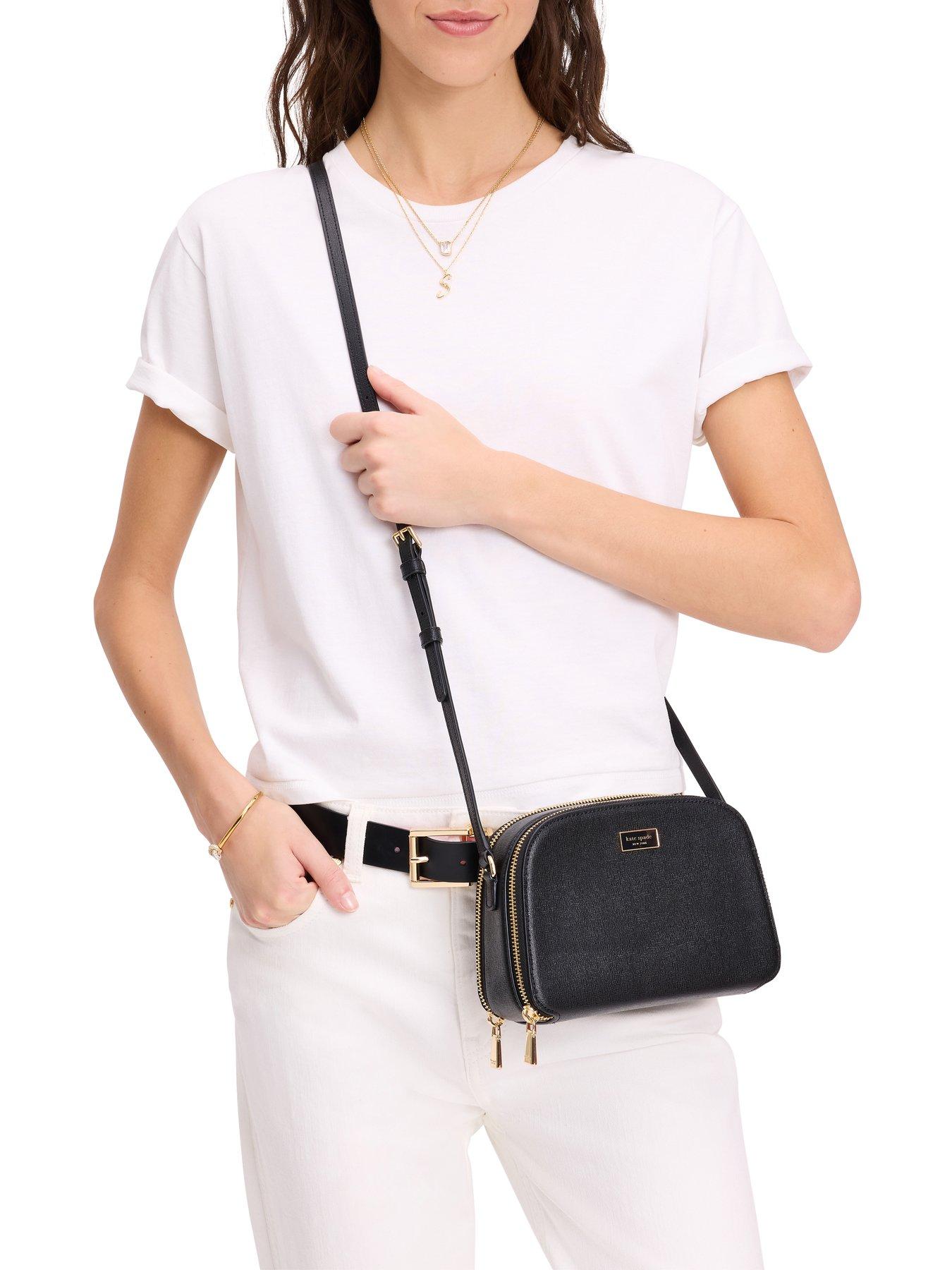 Image 2 of 4 of Kate Spade New York Serena Saffiano Leather Double Zip Dome Crossbody Bag - Black