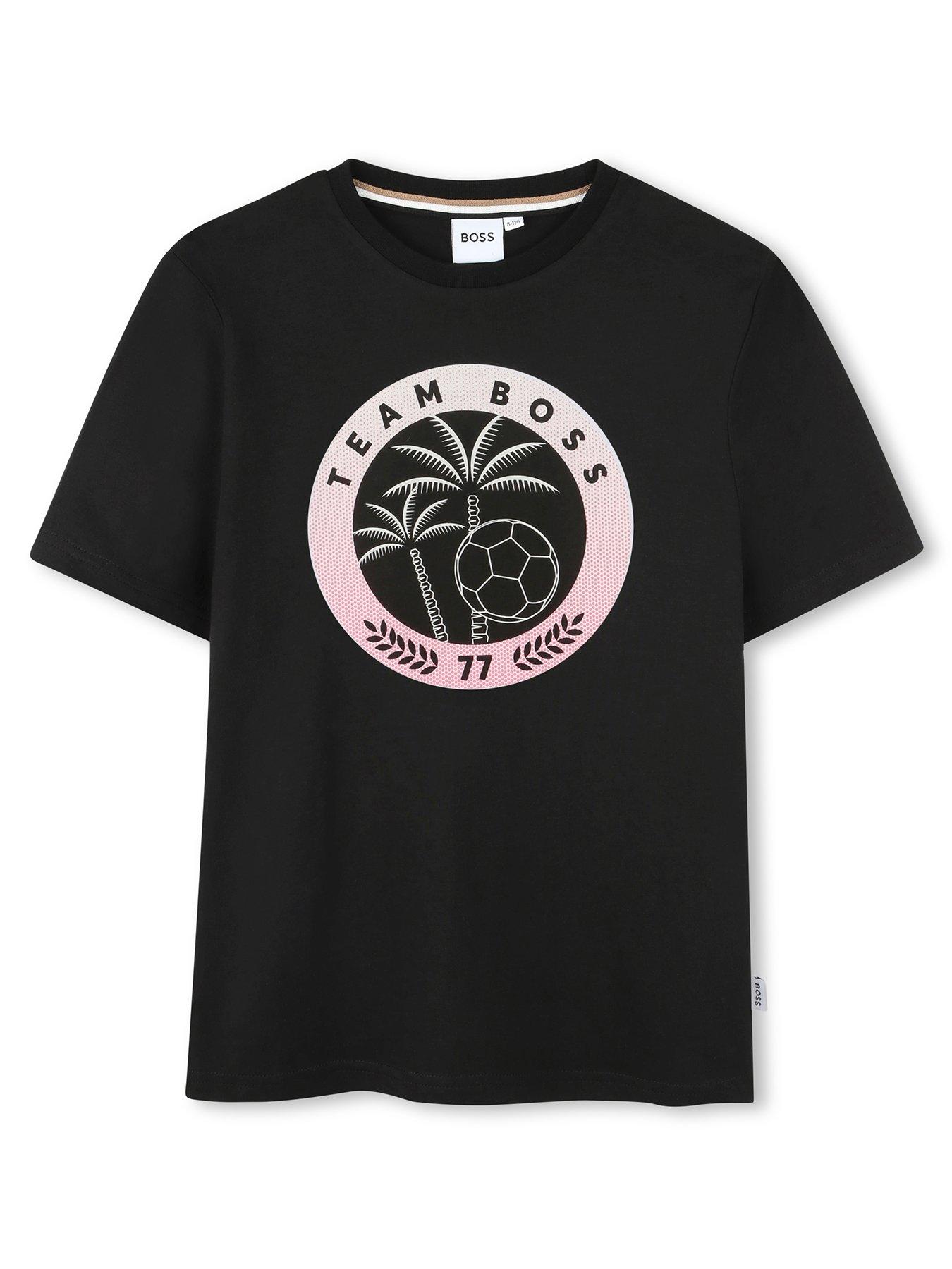 Image 1 of 2 of BOSS Boys Football T-Shirt - Black