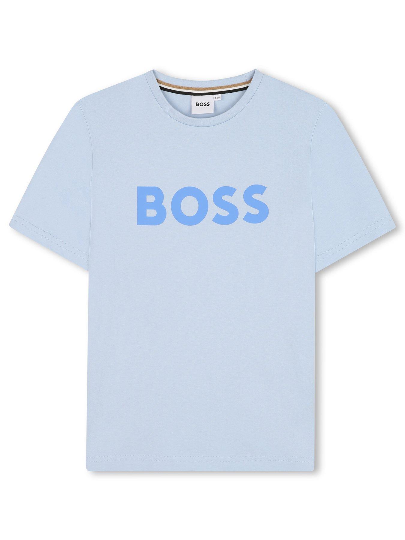undefined Boys Short Sleeve Large Logo T-Shirt - Light Blue