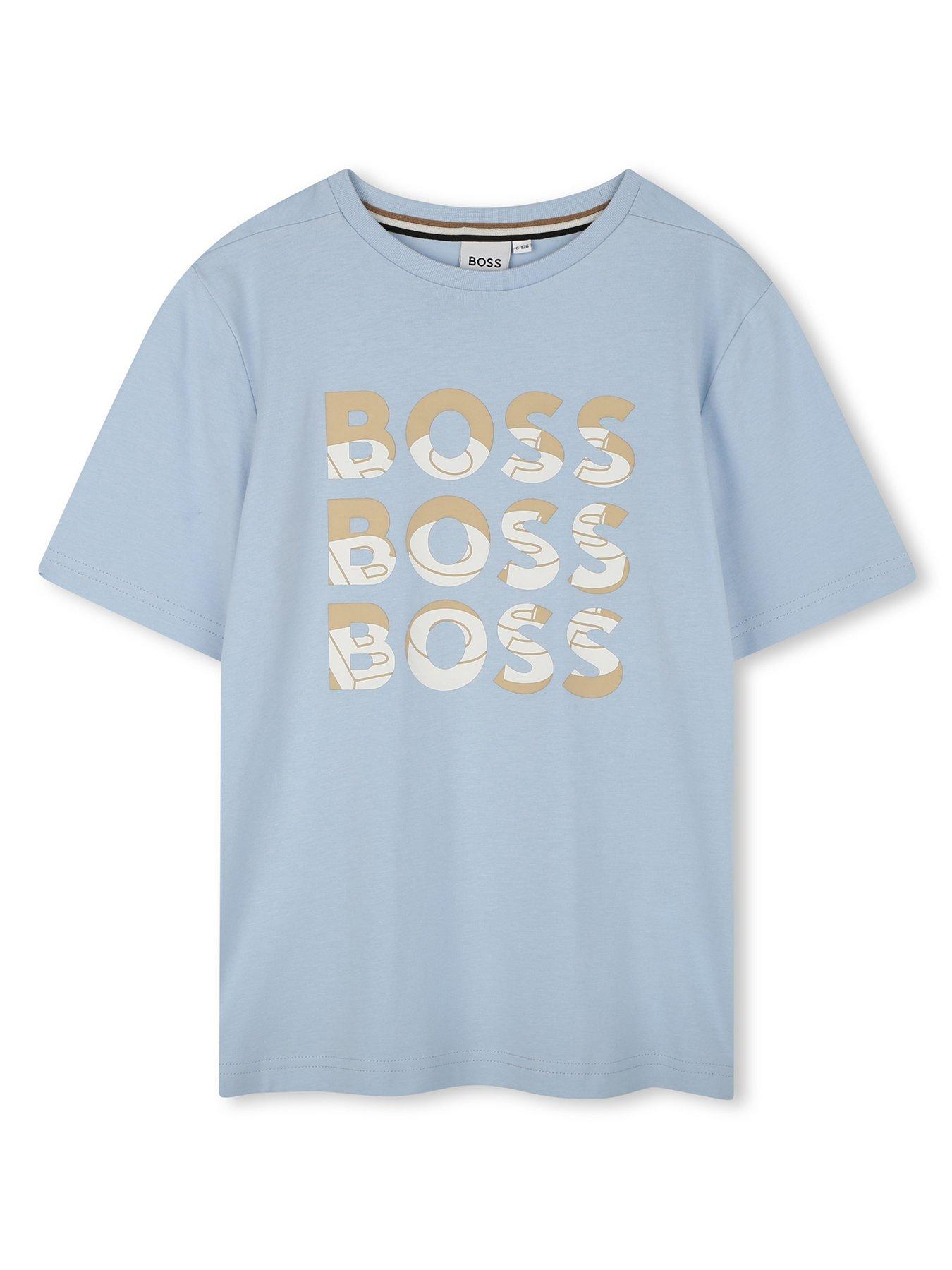 undefined Boys Multi Logo Short Sleeve T-Shirt - Light Blue