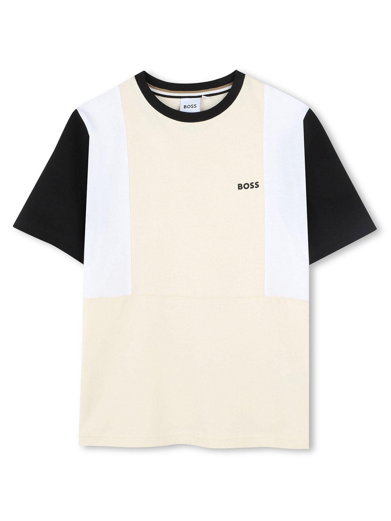 undefined Boys Colour Block Short Sleeve T-Shirt - Beige