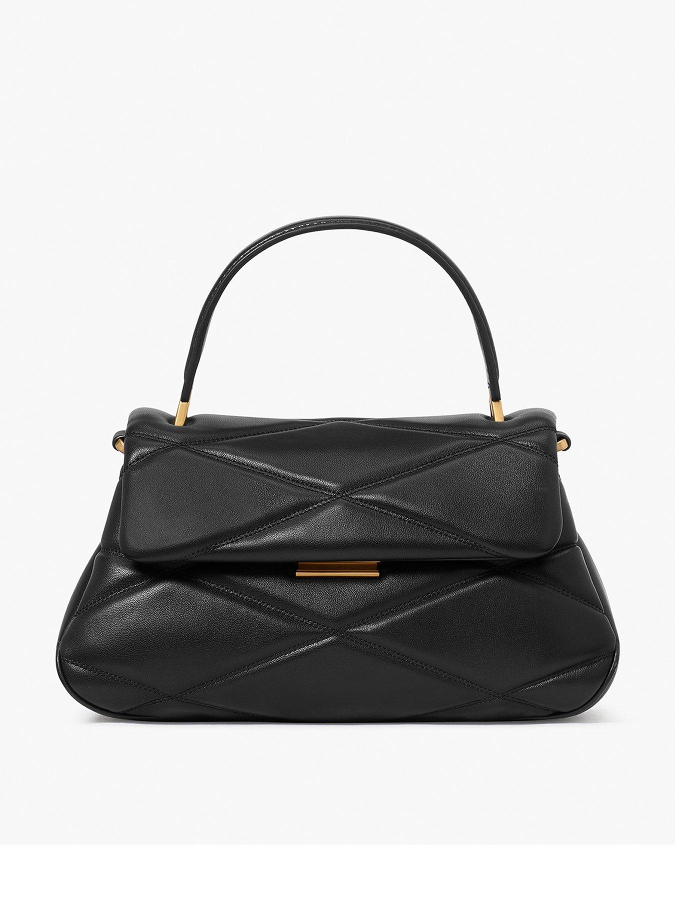 undefined Grace Quilted Leather Small Top Handle Bag - Black
