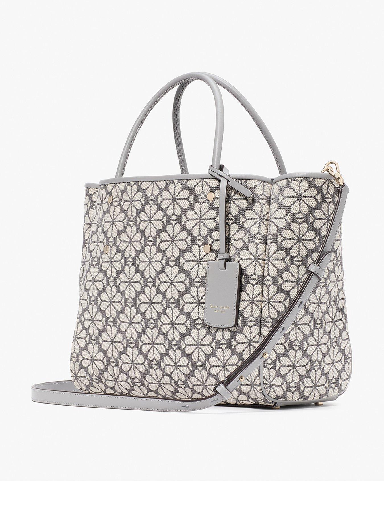undefined Flower Jacquard Medium Everything Tote Bag - Light Grey