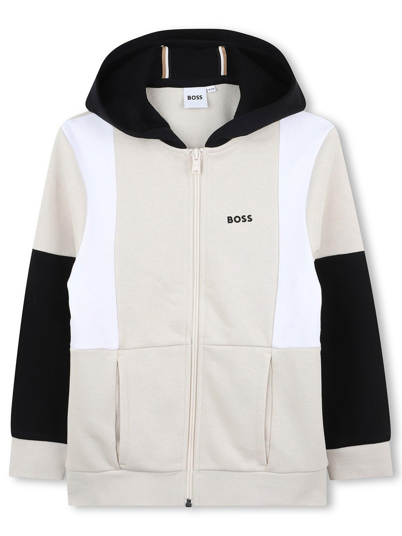 undefined Boys Colour Block Zip Through Hoodie - Beige