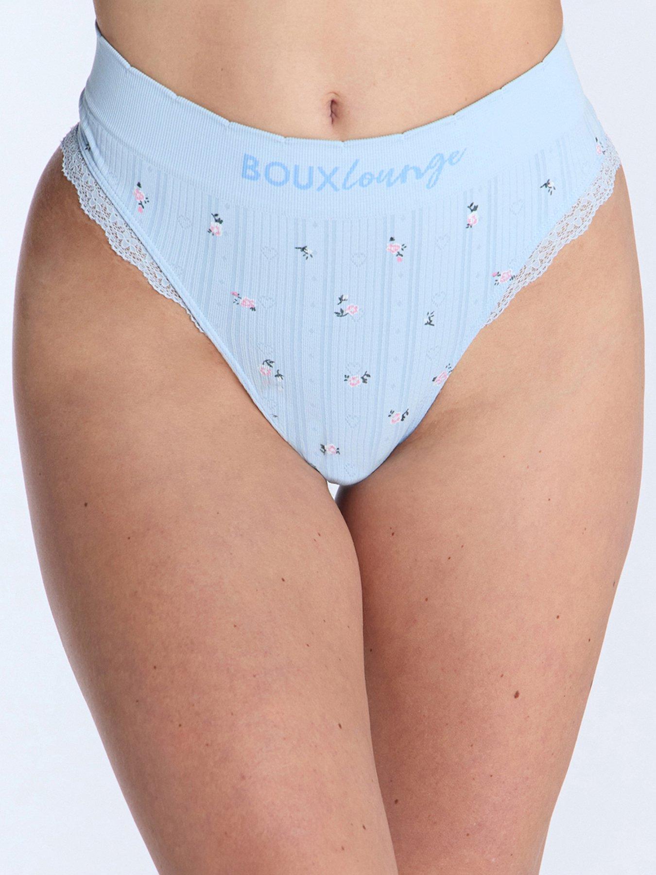 undefined Floral Pointelle Thong - Blue Mix