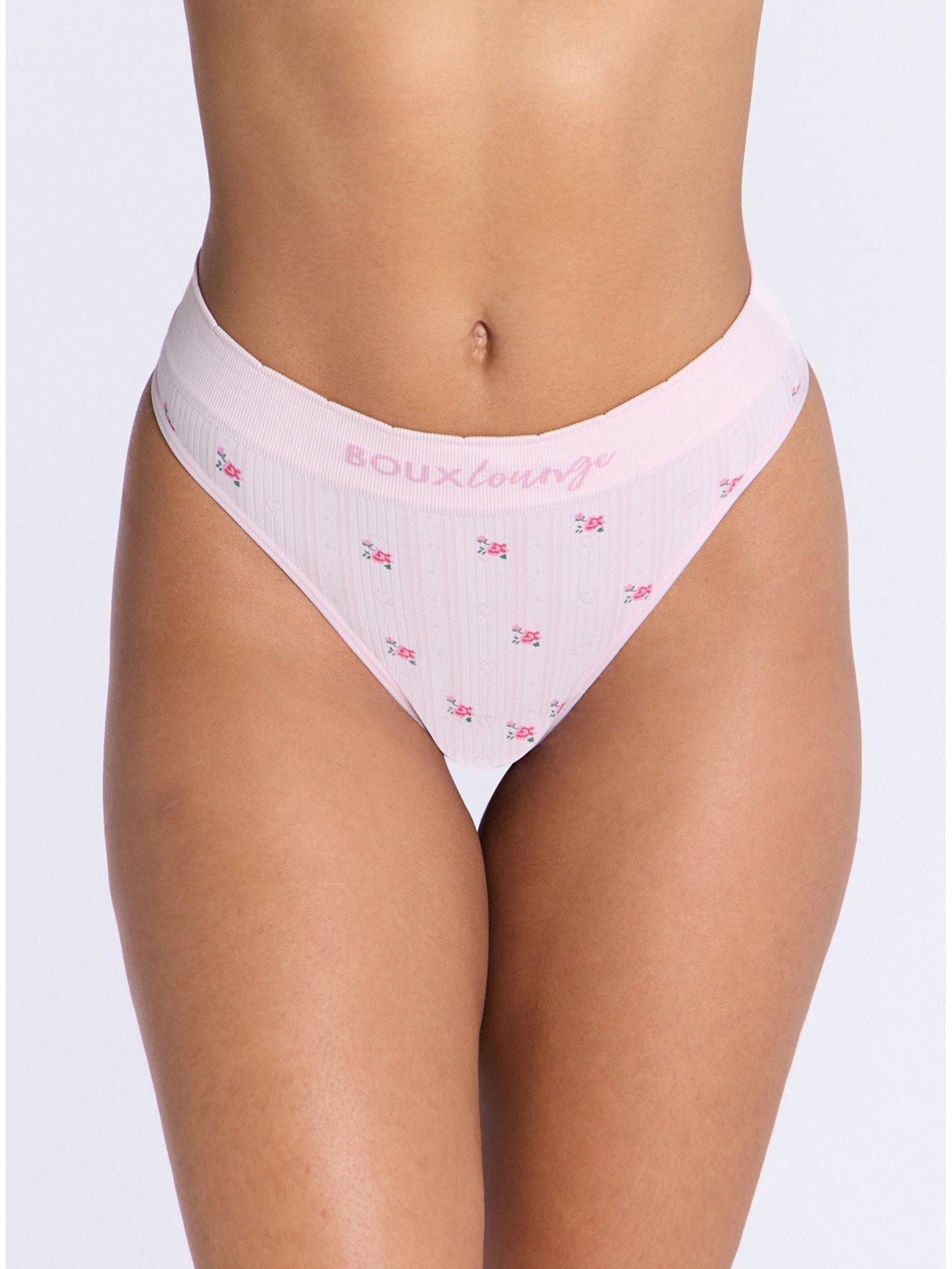 undefined Floral Embroidered Pointelle Thong - Pink Mix
