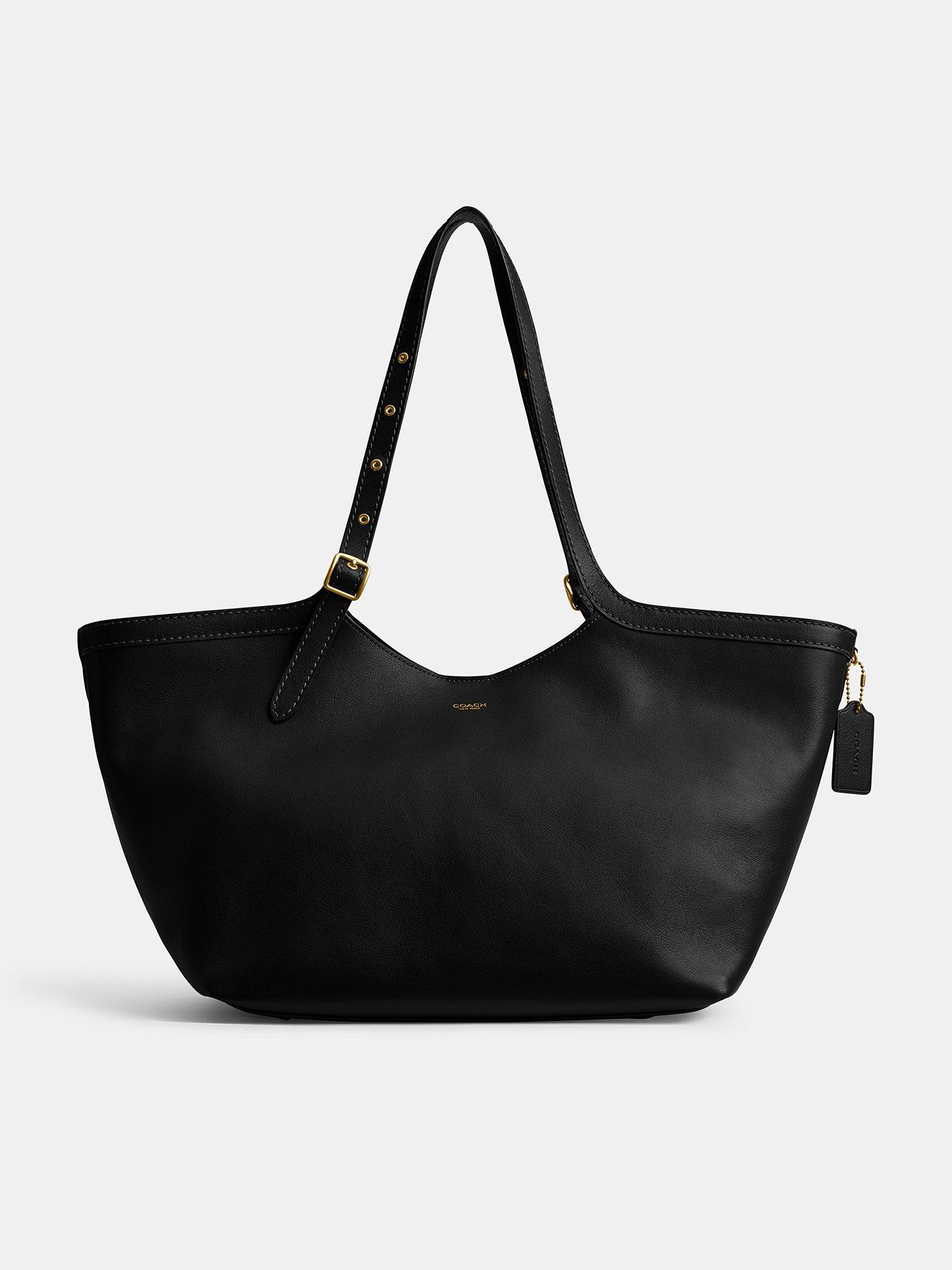 COACH Natural Grain Leather Gramercy Tote - Black