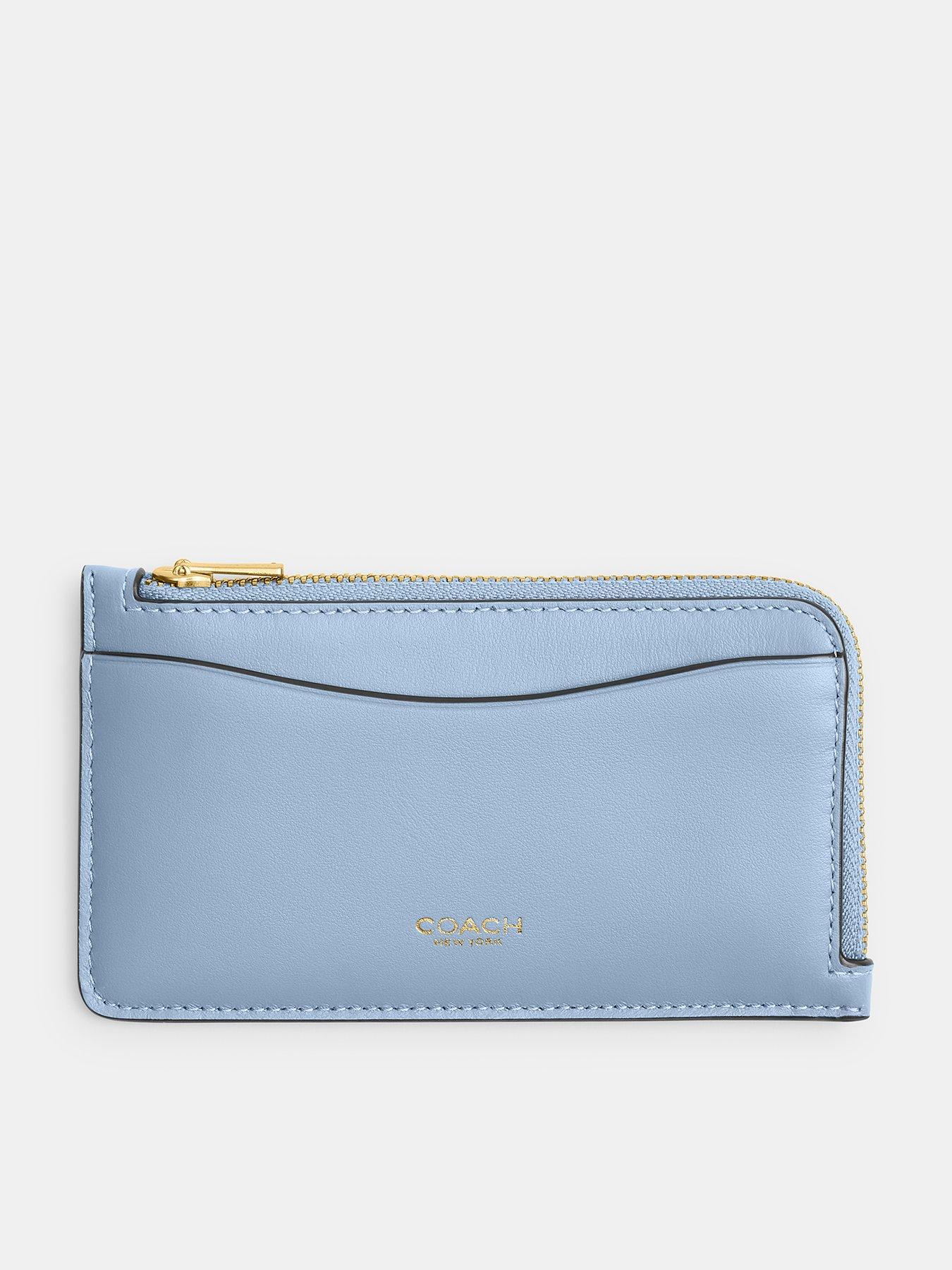 undefined Refined Calf Leather New York Zip Card Case - Bluebell