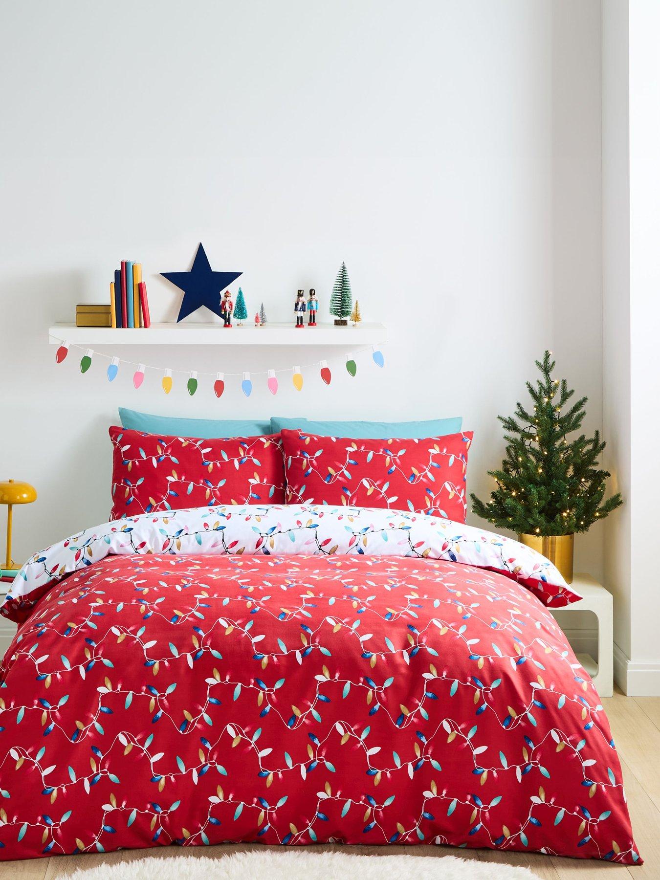 Product photograph of Catherine Lansfield Christmas Lights Duvet Cover Set from very.co.uk